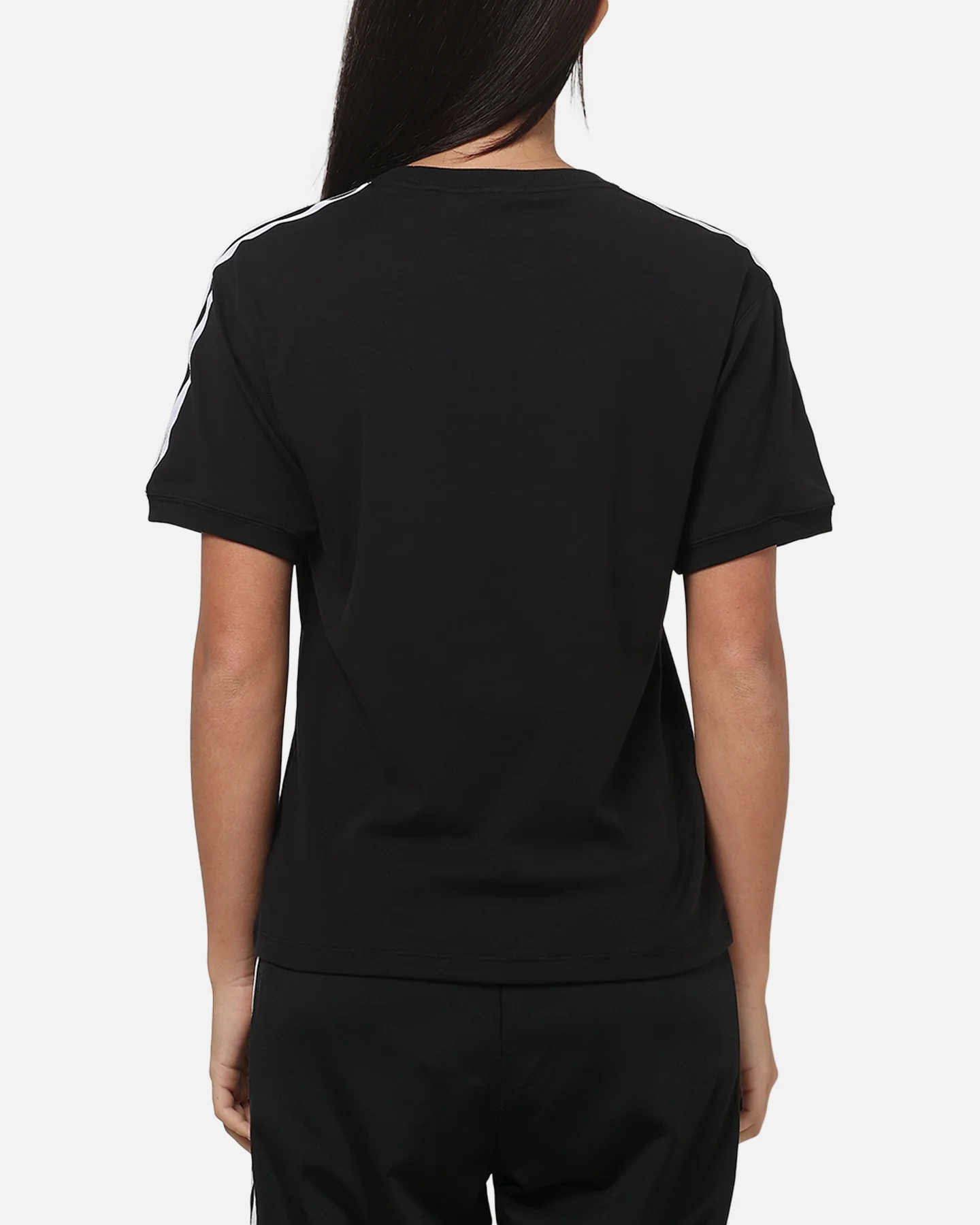Adidas Women's 3 Stripe T-Shirt Black/White - Image 3