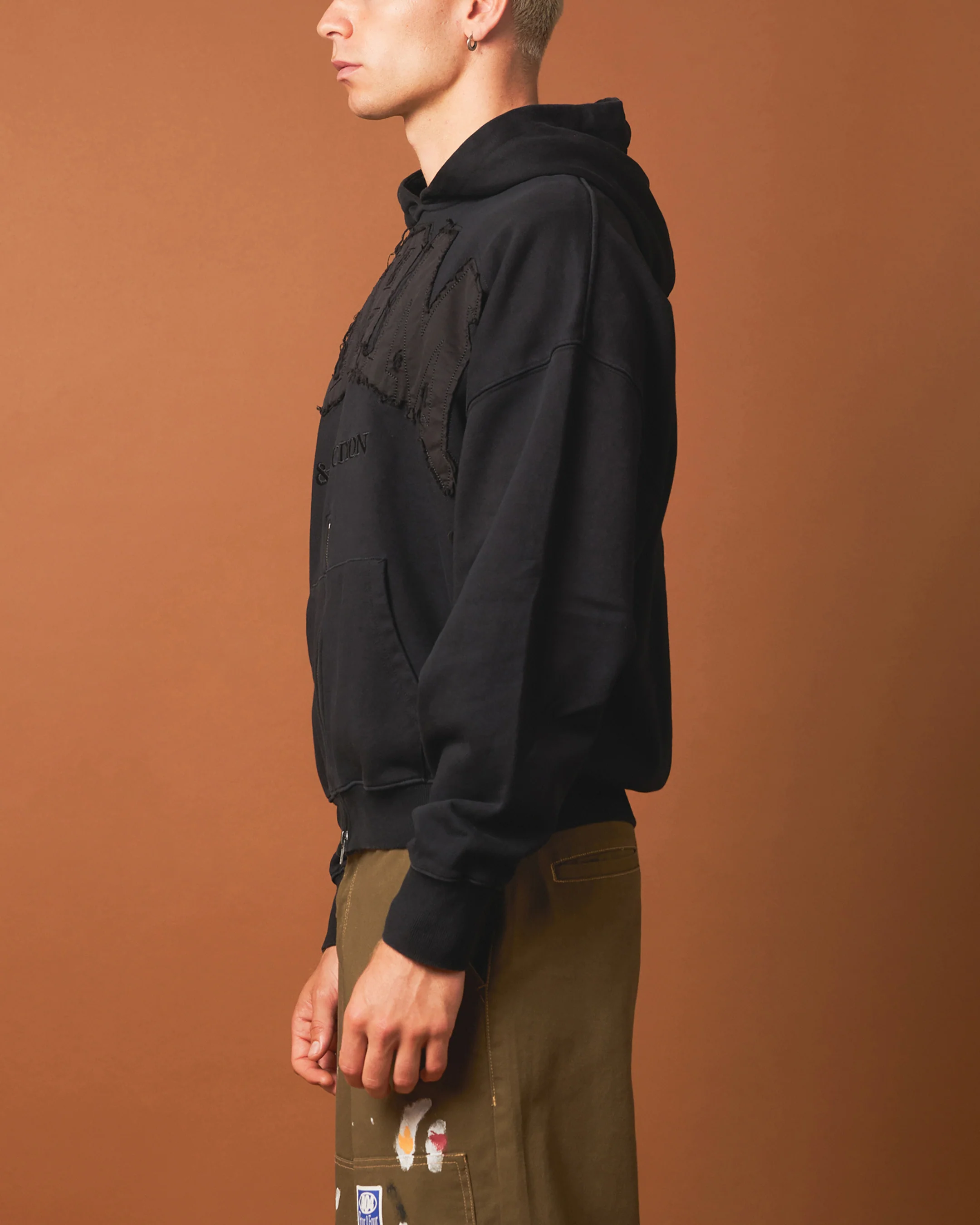 404 Bottom Zip Form Hoodie Black - Image 5