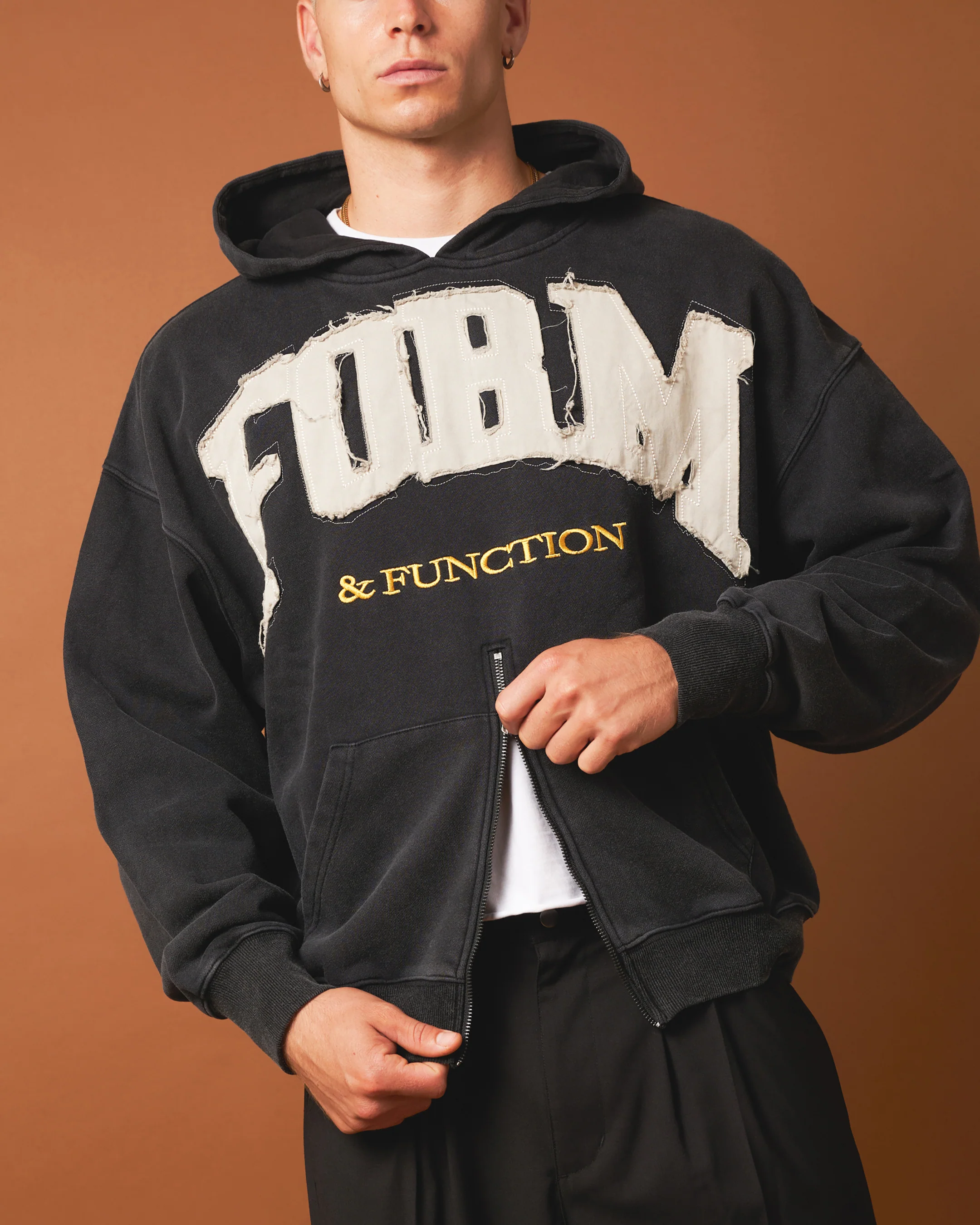 404 Bottom Zip Form Hoodie Washed Charcoal - Image 7