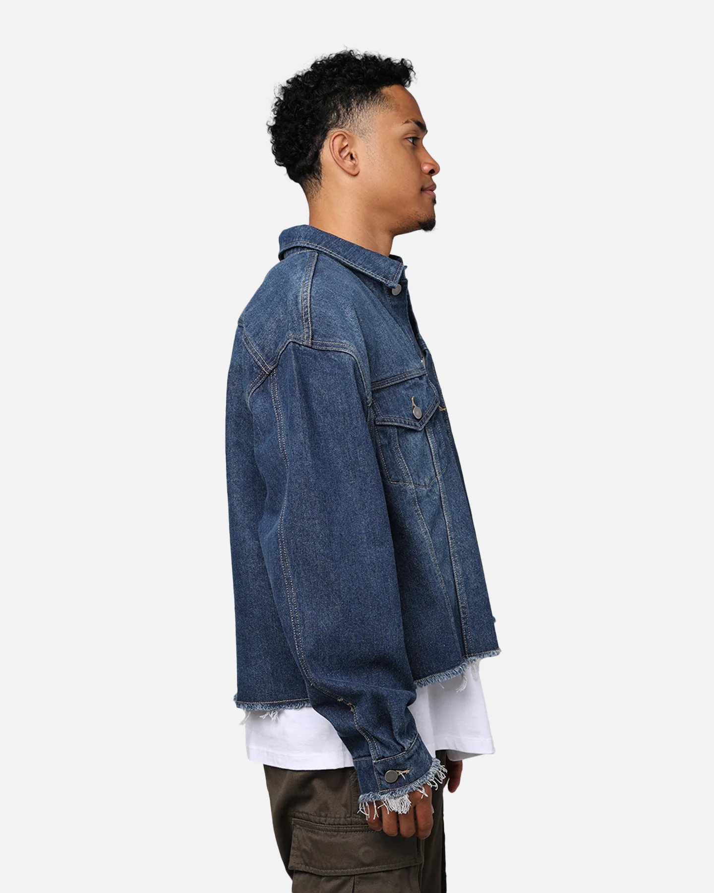 404 Cropped Denim Jacket Indigo - Image 4