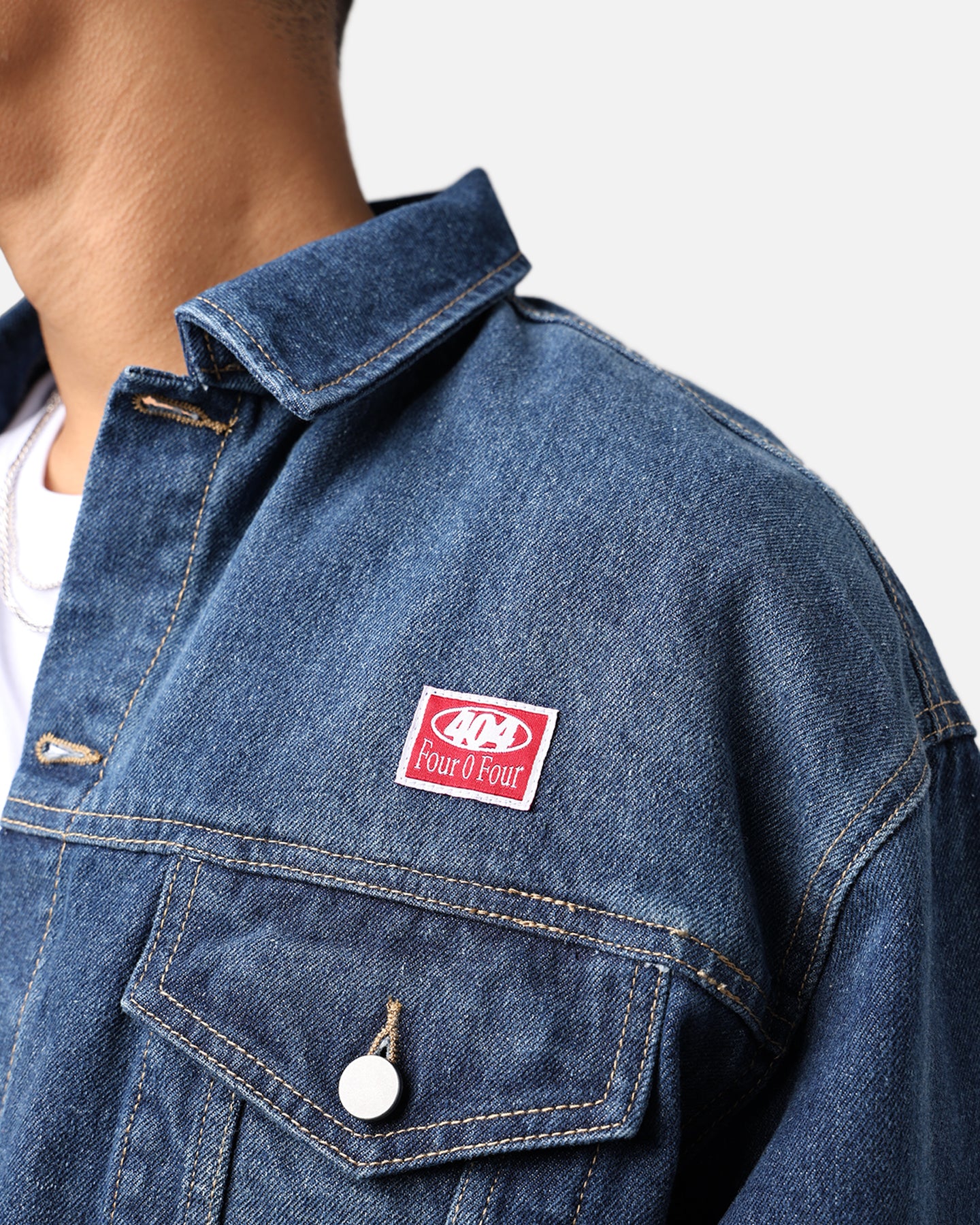 404 Cropped Denim Jacket Indigo - Image 7