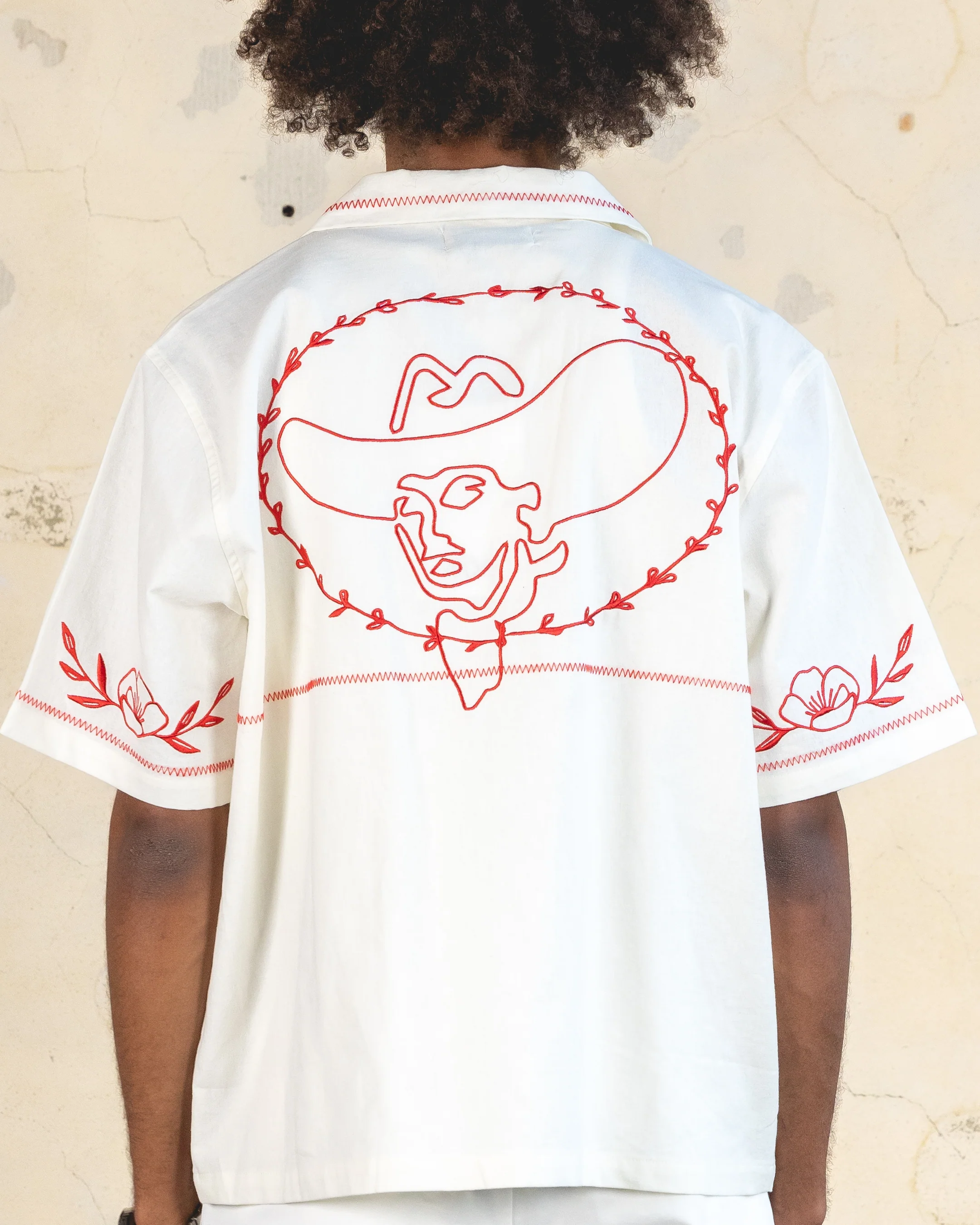 404 Frontier Embroidered Button Up Shirt Off White - Image 5