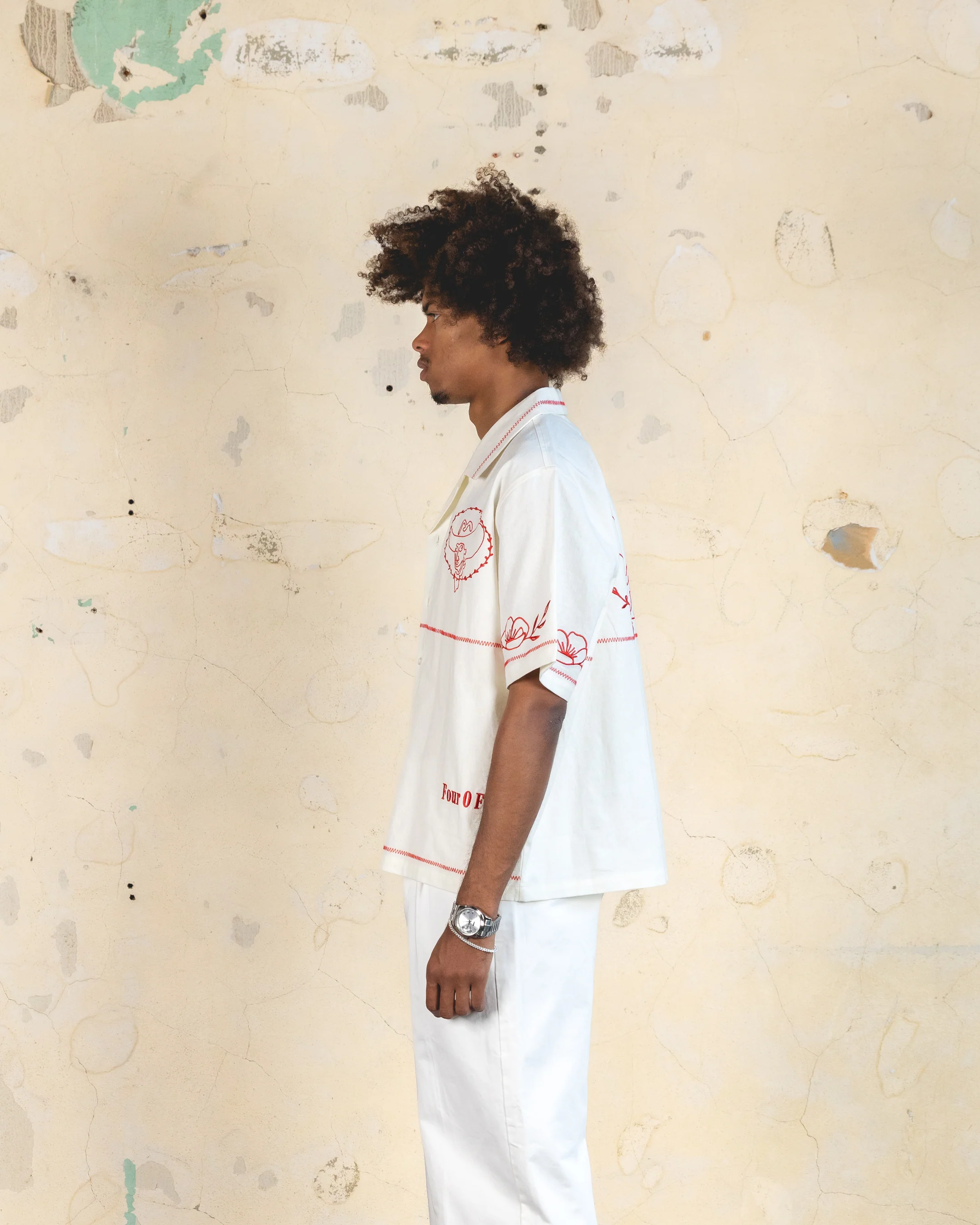 404 Frontier Embroidered Button Up Shirt Off White - Image 7