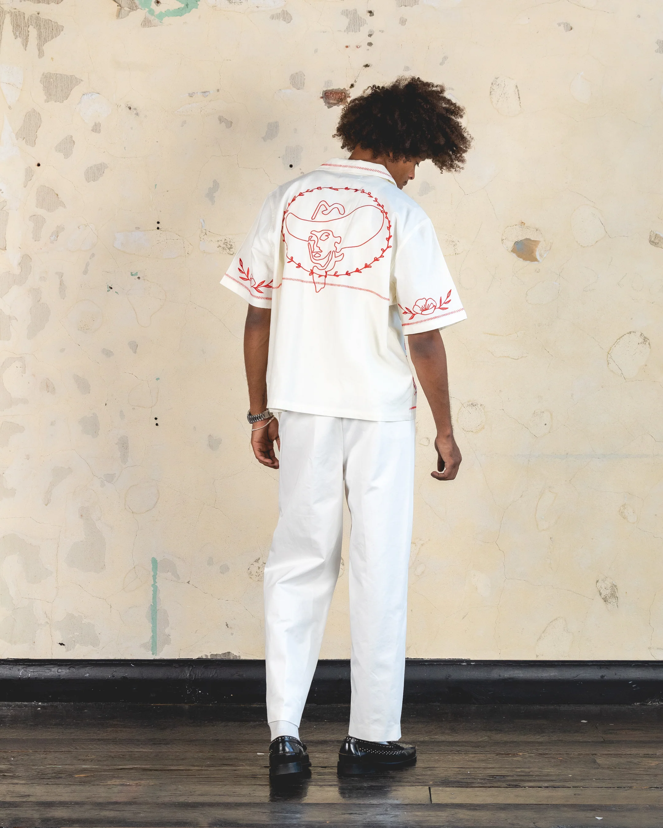 404 Frontier Embroidered Button Up Shirt Off White - Image 8