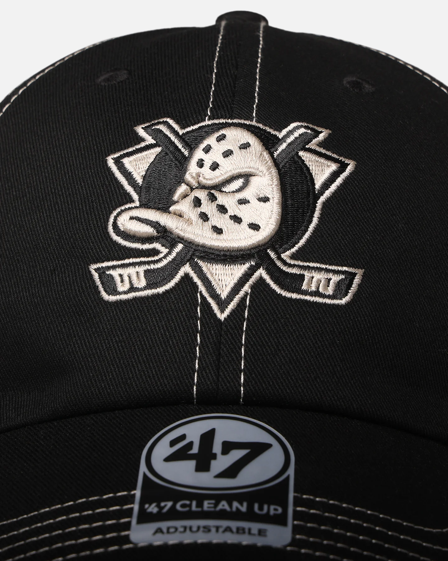 47 Brand Anaheim Ducks 'Contrast Stitch' 47 Clean Up Strapback Black/Bone - Image 5