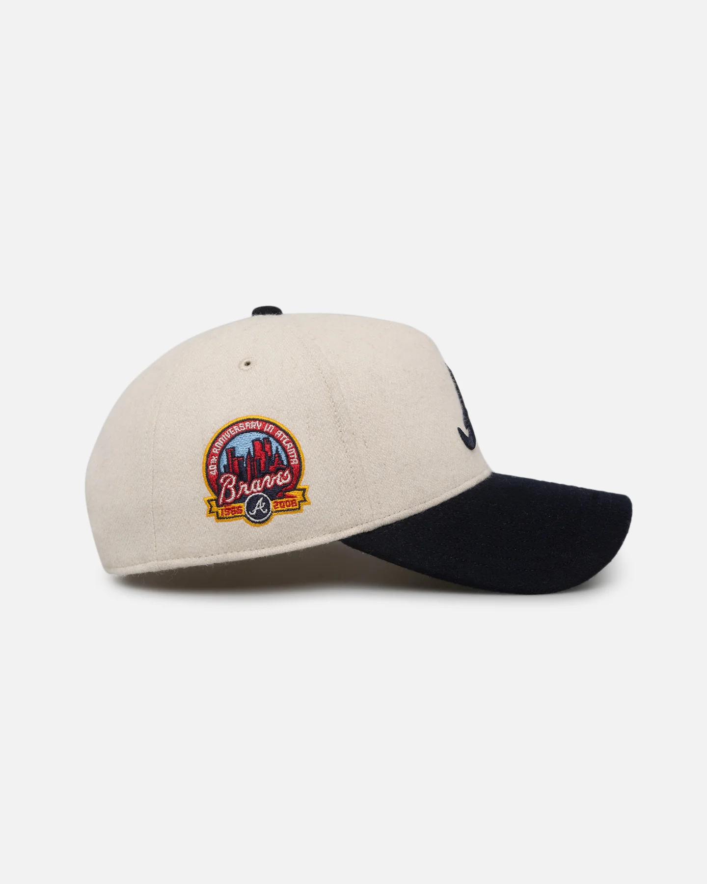 47 Brand Atlanta Braves Wooly Sure Shot Offside DT Snapback Natural/Navy - Image 3