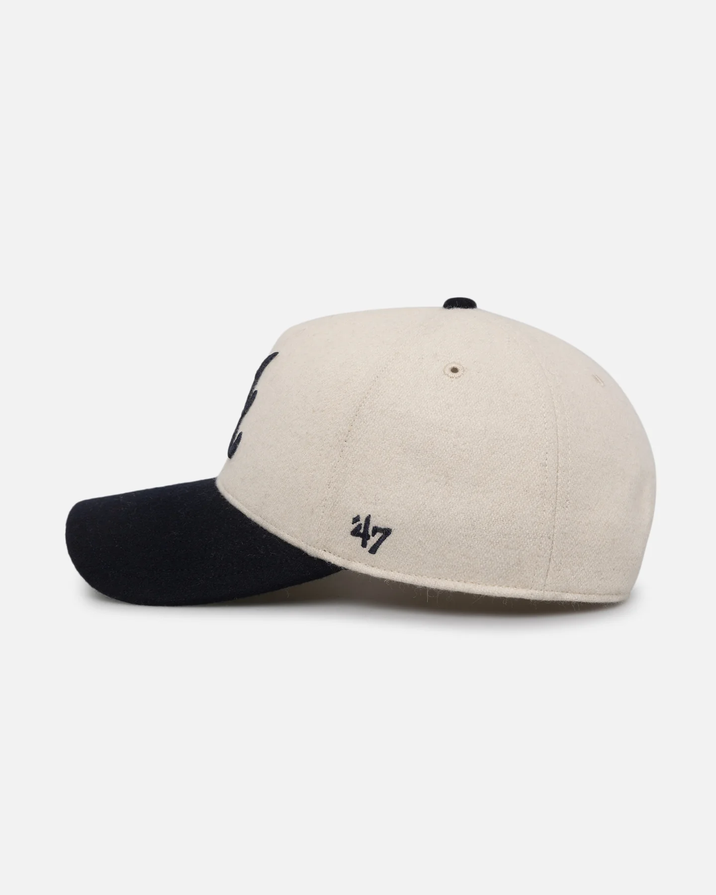 47 Brand Atlanta Braves Wooly Sure Shot Offside DT Snapback Natural/Navy - Image 4