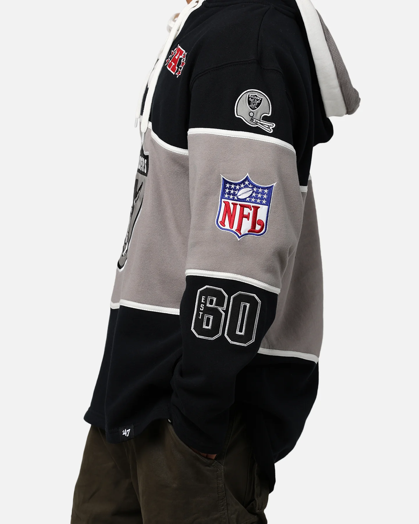 47 Brand Las Vegas Raiders Super Bowl Gridiron Lacer Hoodie Jet Black - Image 8