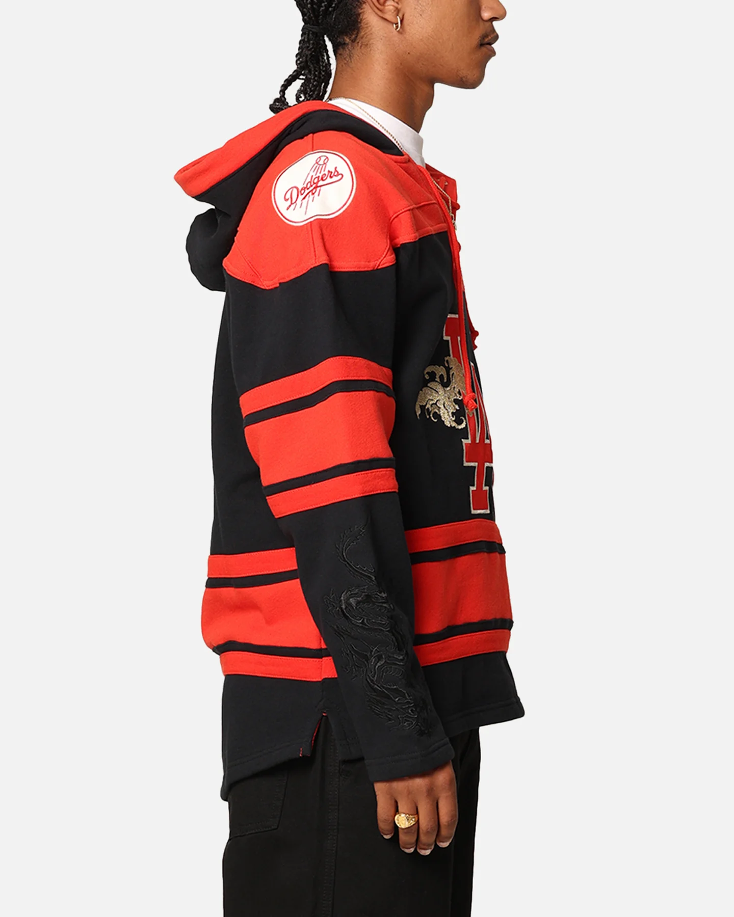 47 Brand Los Angeles Dodgers 'Year Of The Dragon' Lacer Hoodie Jet Black - Image 4