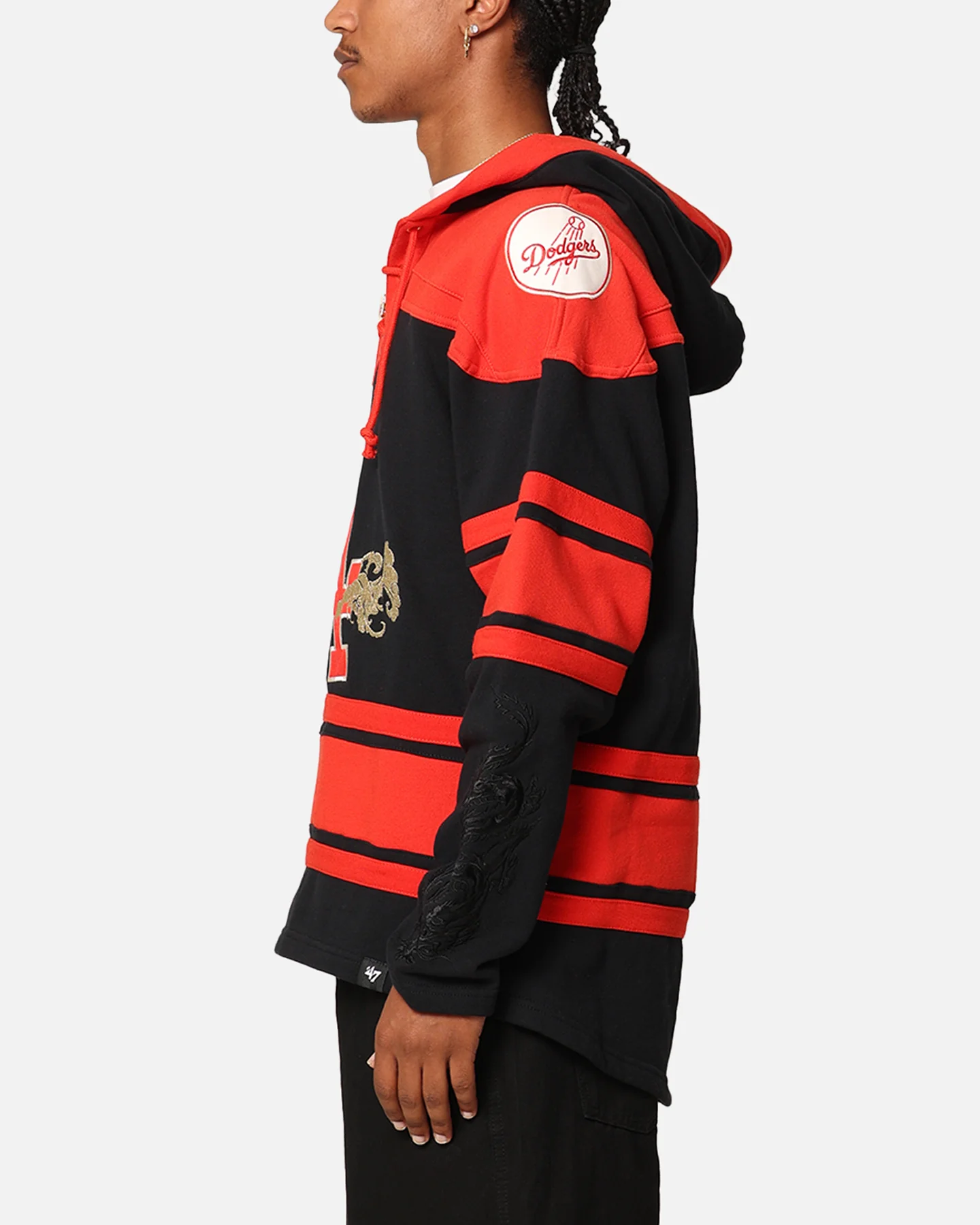 47 Brand Los Angeles Dodgers 'Year Of The Dragon' Lacer Hoodie Jet Black - Image 5