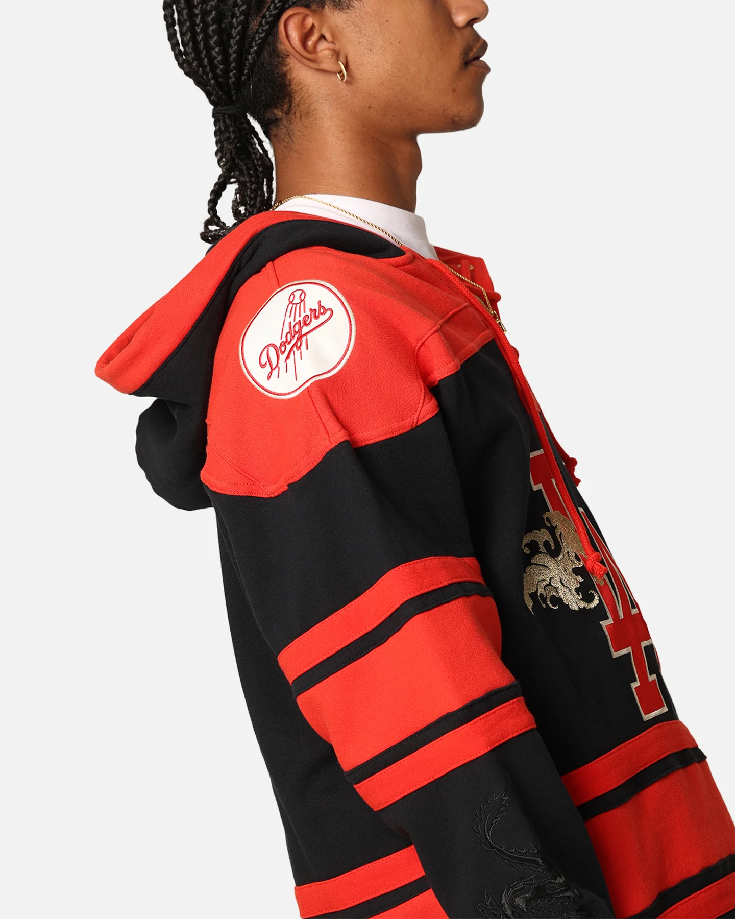 47 Brand Los Angeles Dodgers 'Year Of The Dragon' Lacer Hoodie Jet Black - Image 7