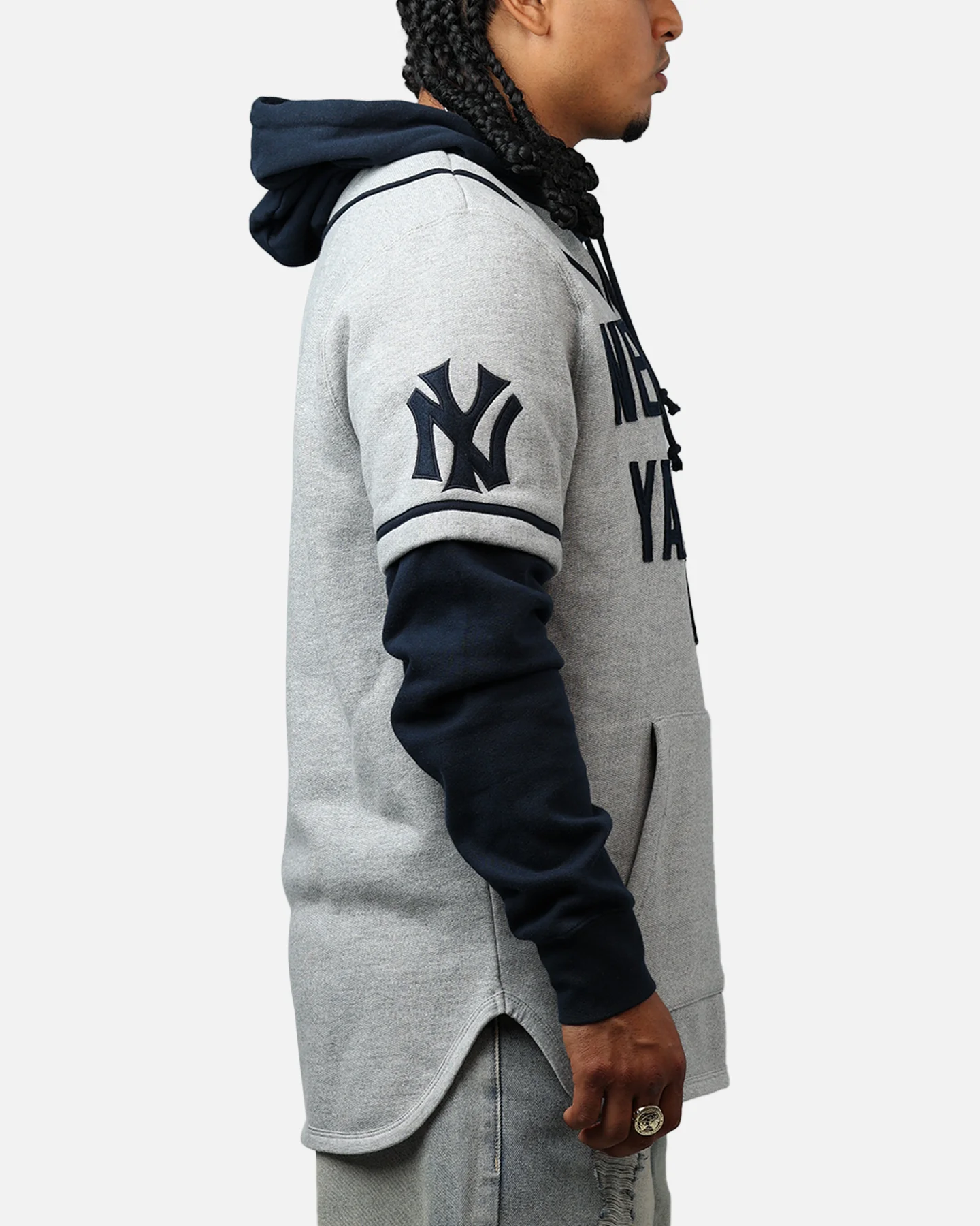 47 Brand New York Yankees Game Hoodie Grey/Navy - Image 4