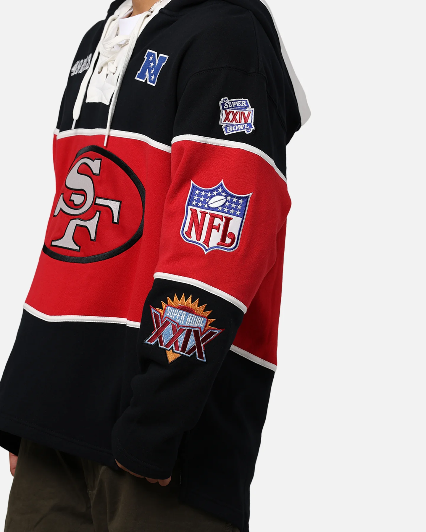 47 Brand San Francisco 49ers Super Bowl Gridiron Lacer Hoodie Jet Black - Image 8