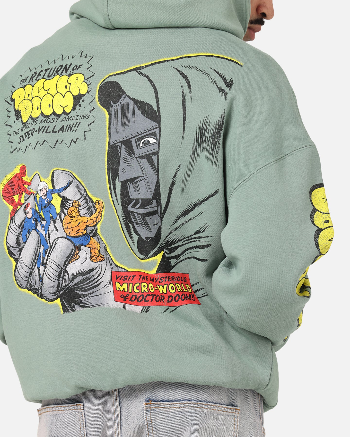 73Studio Marvel Fantastic Four Doctor Doom Villain Hoodie Washed Green - Image 7
