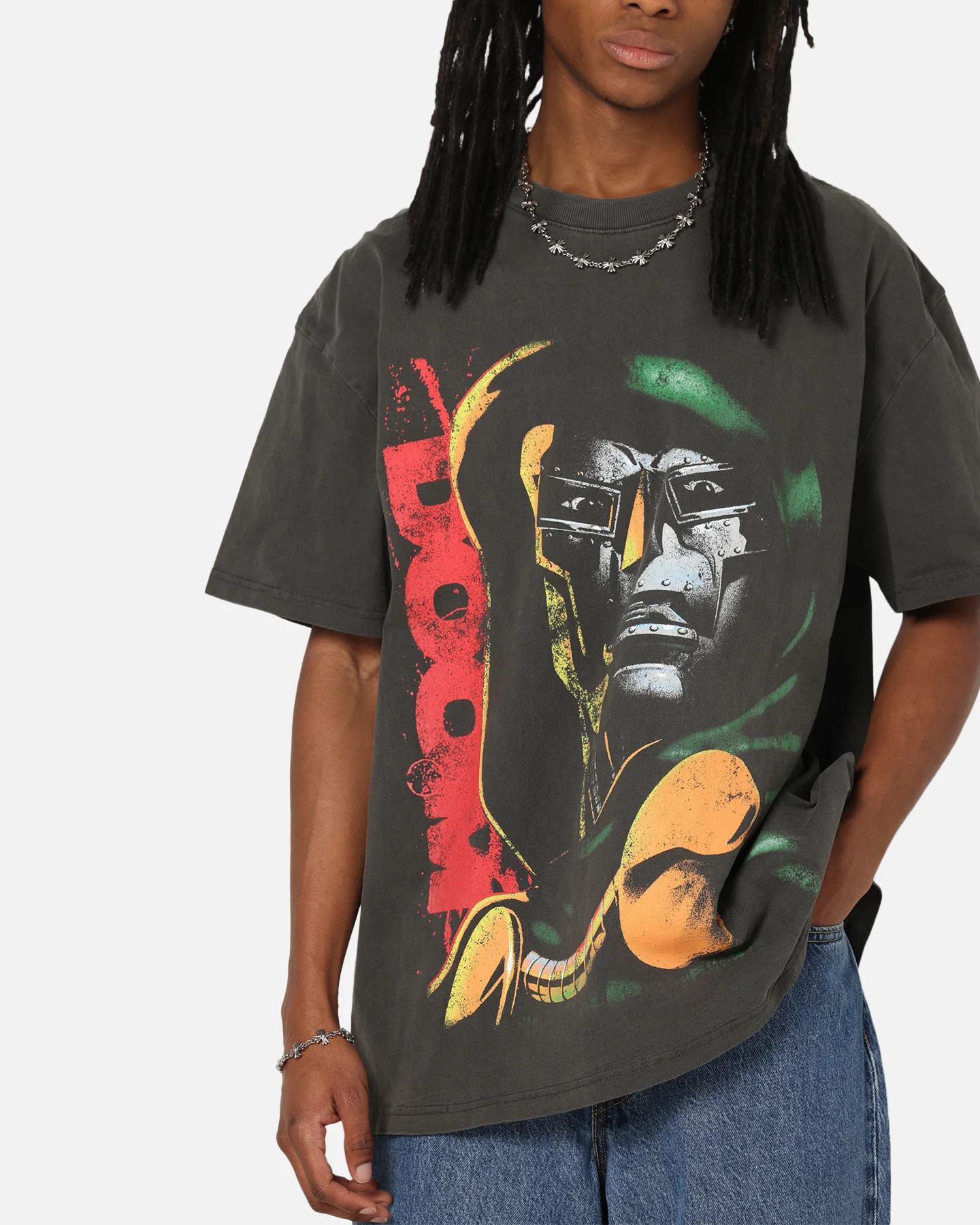 73Studio Marvel Fantastic Four Doctor Doom Heavy T-Shirt Black Wash - Image 7