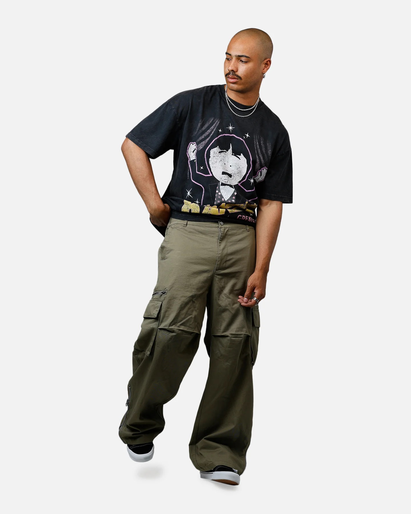 73Studio x South Park The Amazing Randy Heavyweight T-Shirt Black Acidwash - Image 3