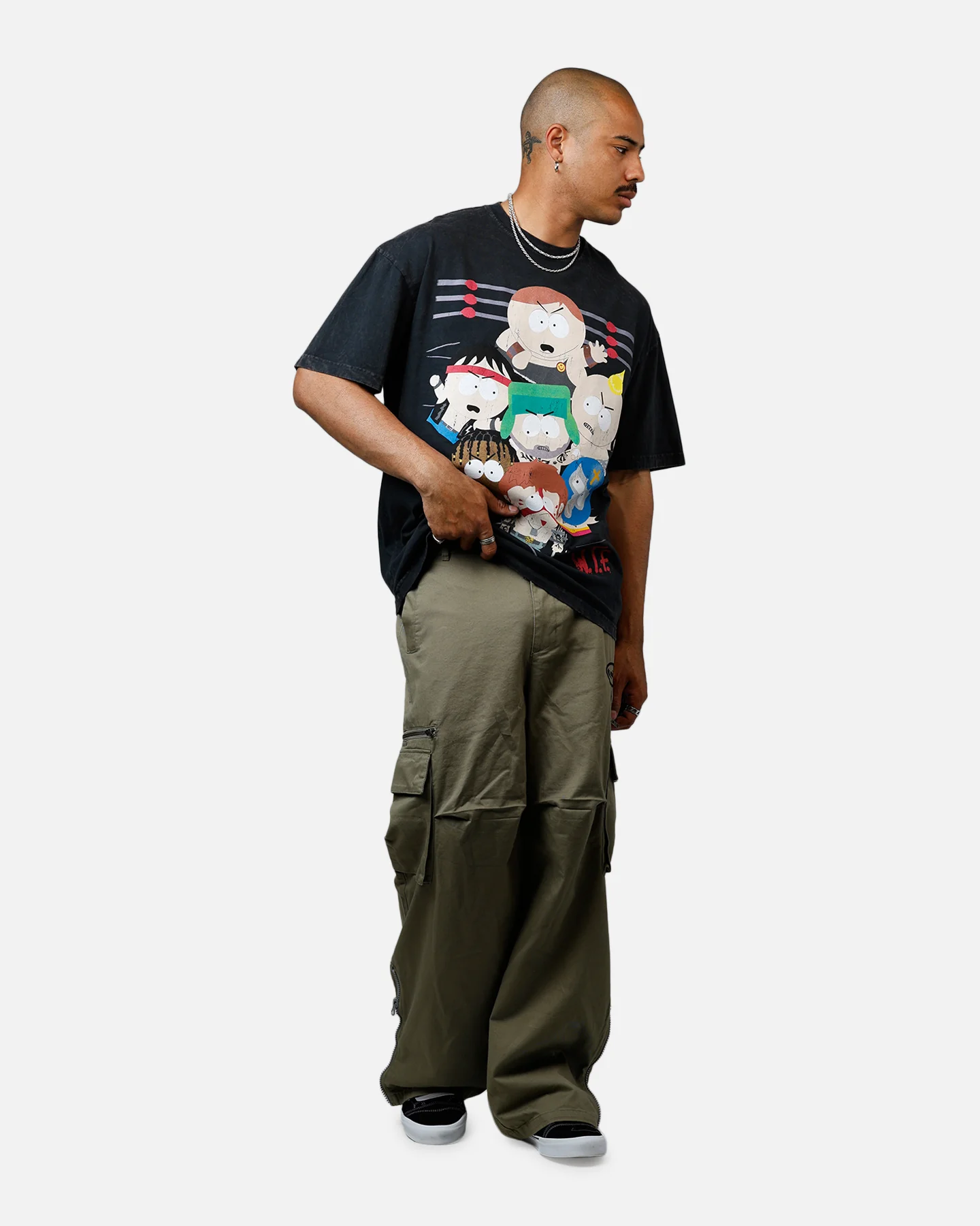 73Studio x South Park WTF Heavyweight T-Shirt Black Acidwash - Image 3