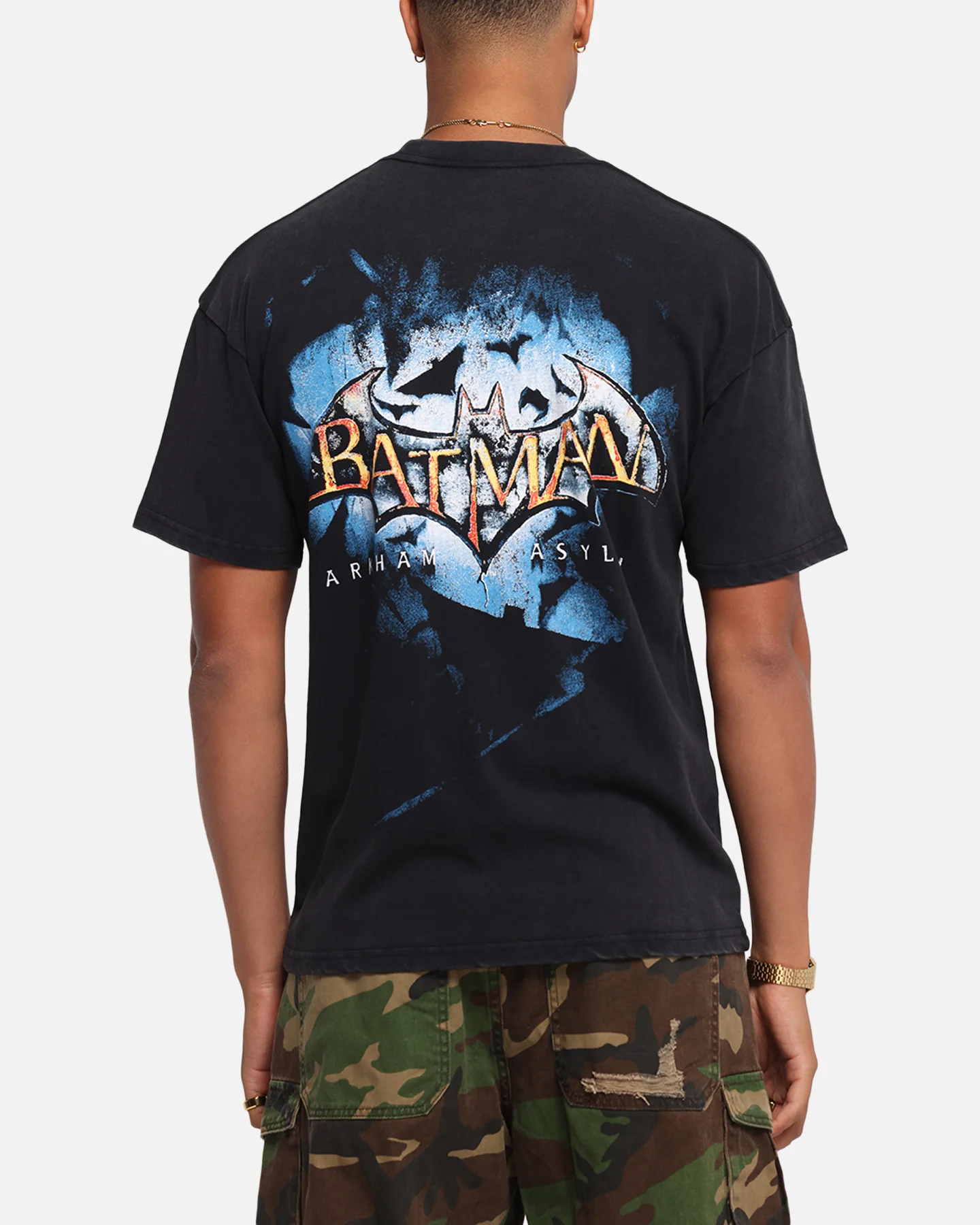 73Studio X DC Batman Arkham Asylum Vintage T-Shirt Black Acidwash - Image 2
