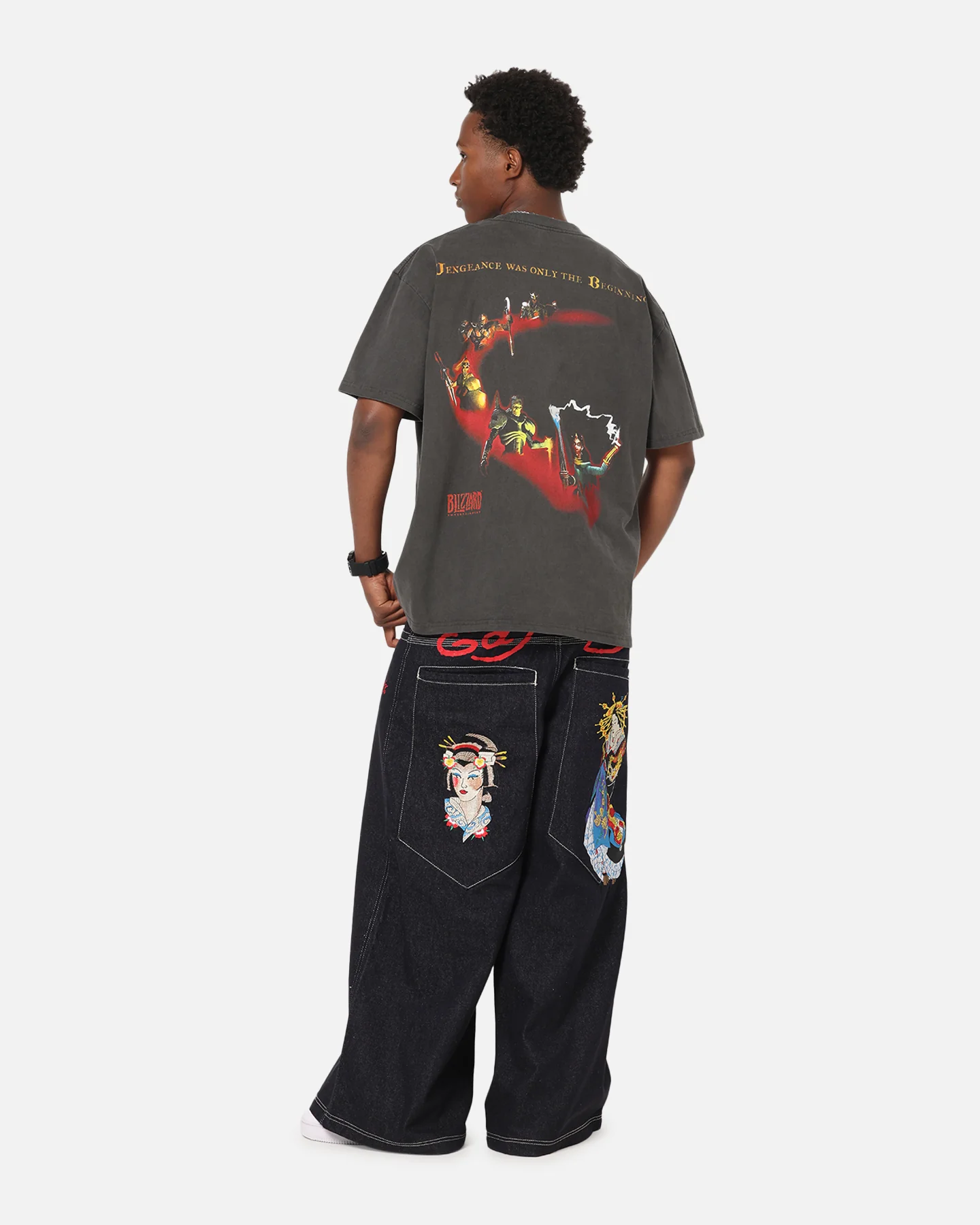 73Studio X Diablo Halloween Heroes Are Born Heavyweight T-Shirt Black Wash - Image 4
