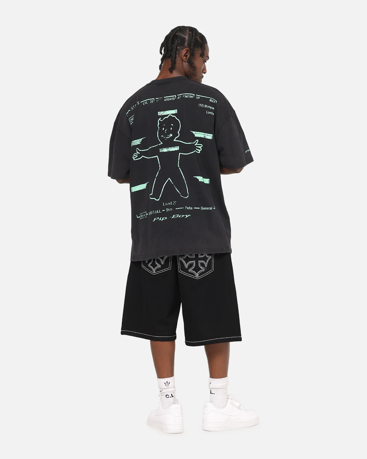 73Studio X Fallout Pipboy T-Shirt Black Acidwash - Image 3