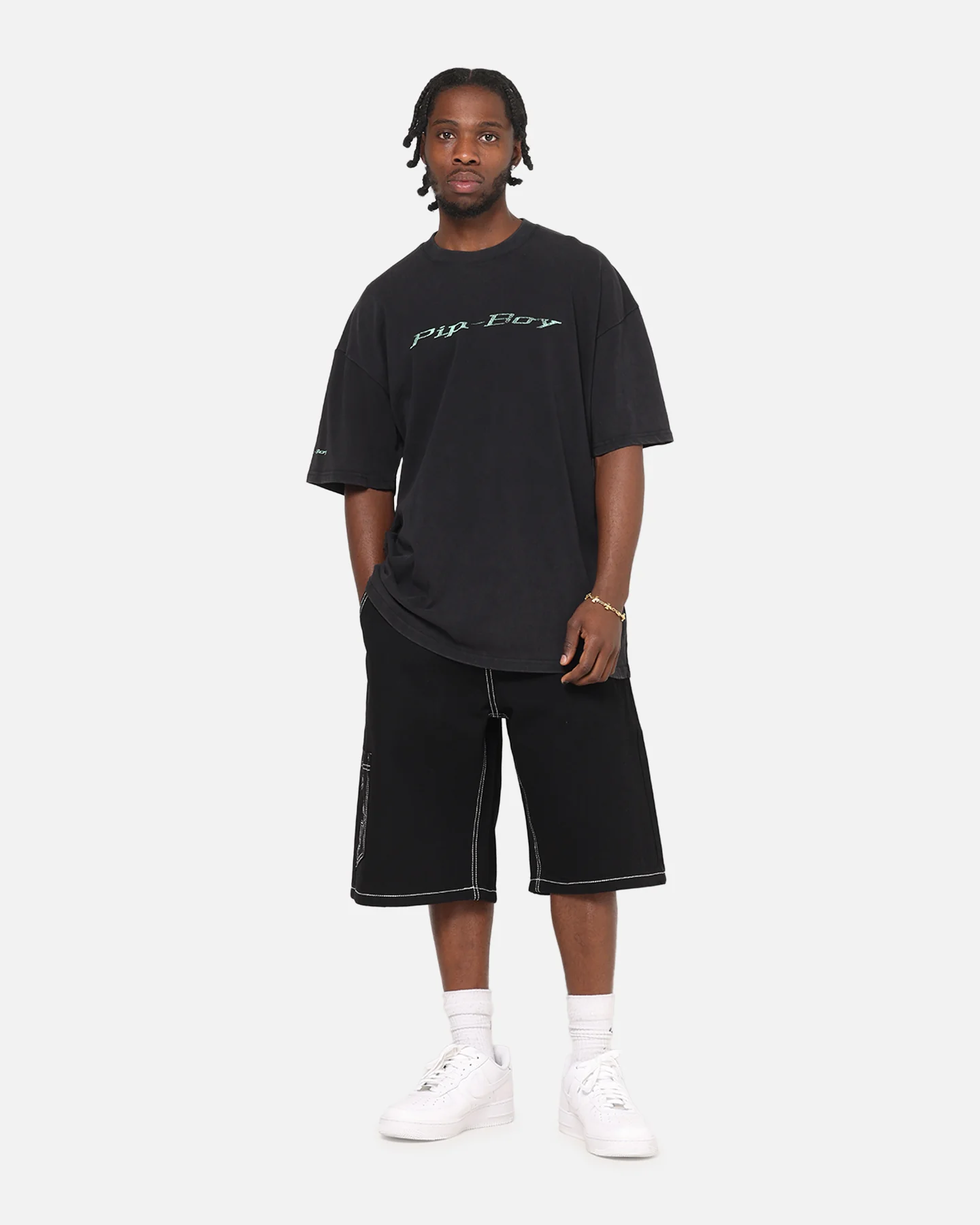 73Studio X Fallout Pipboy T-Shirt Black Acidwash - Image 4