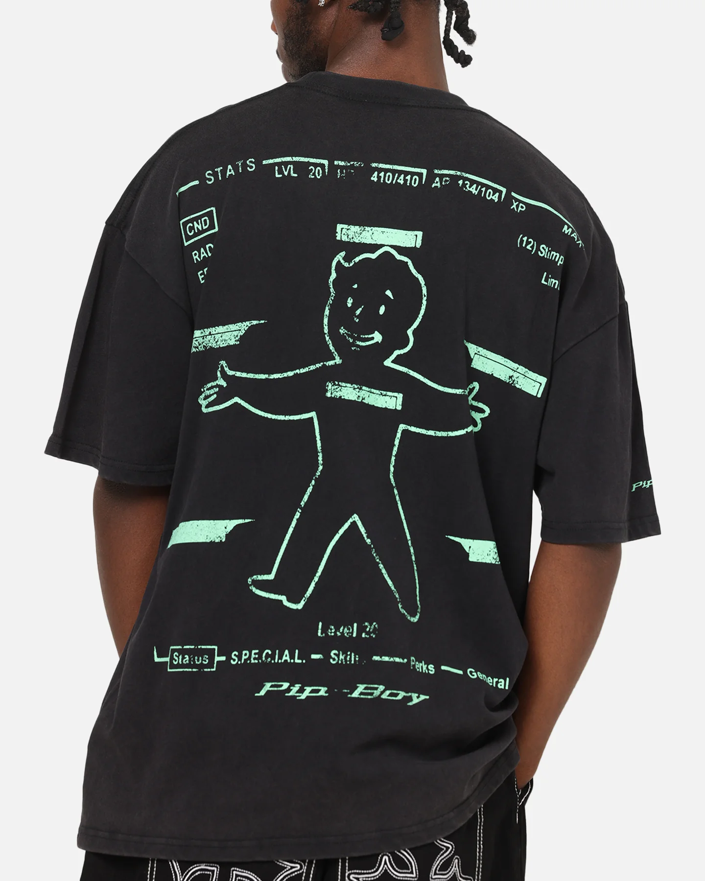 73Studio X Fallout Pipboy T-Shirt Black Acidwash - Image 7