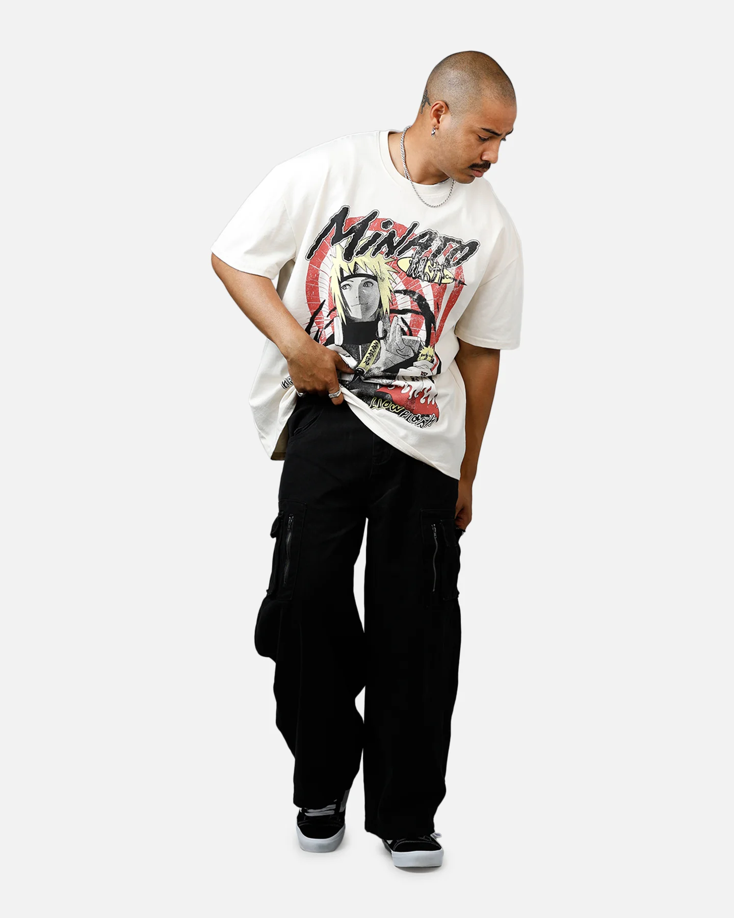 73Studio X Naruto Minato Namikaze Heavyweight T-Shirt Off White - Image 3