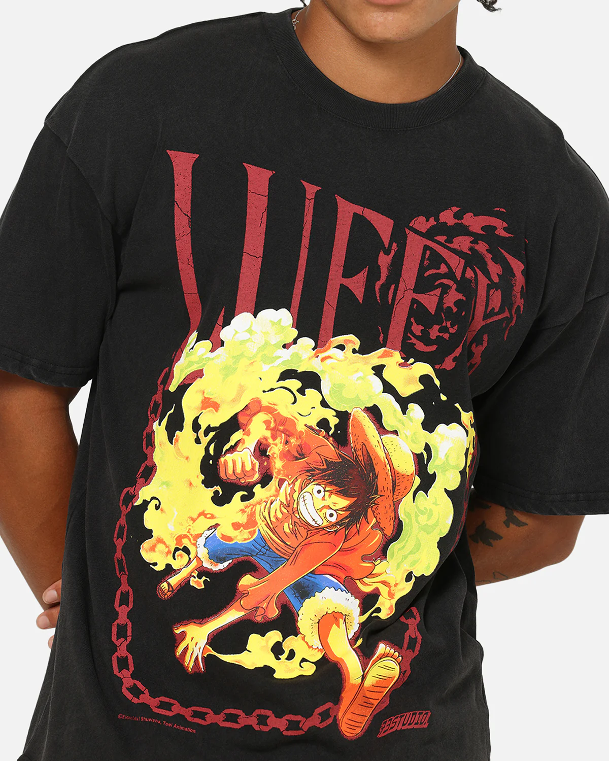 73Studio X One Piece Luffy Vintage T-Shirt Off Black - Image 7