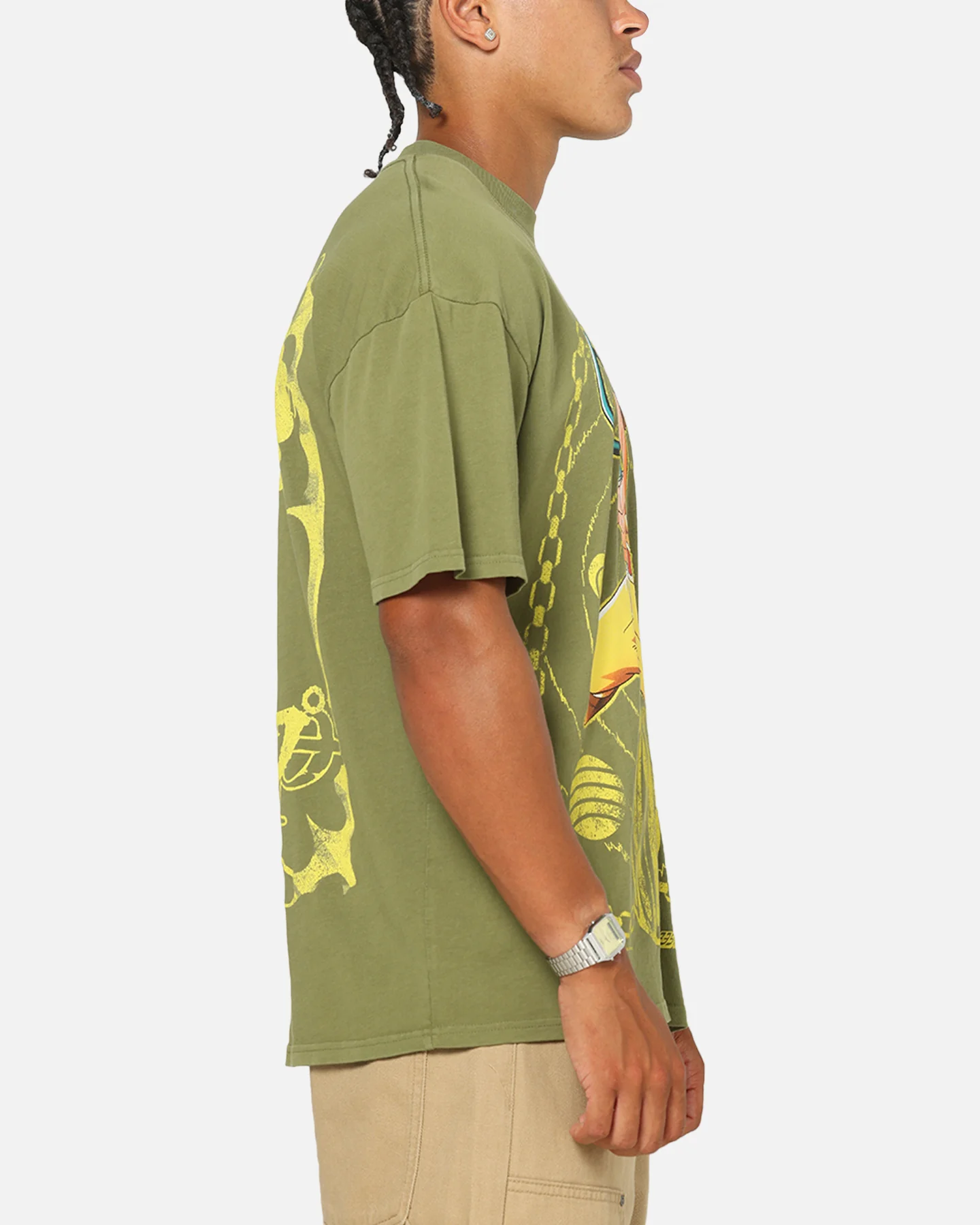73Studio X One Piece Usopp Vintage T-Shirt Washed Olive - Image 5