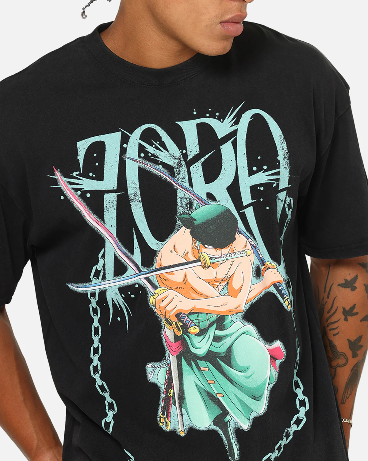 73Studio X One Piece Zoro Vintage T-Shirt Off Black - Image 7