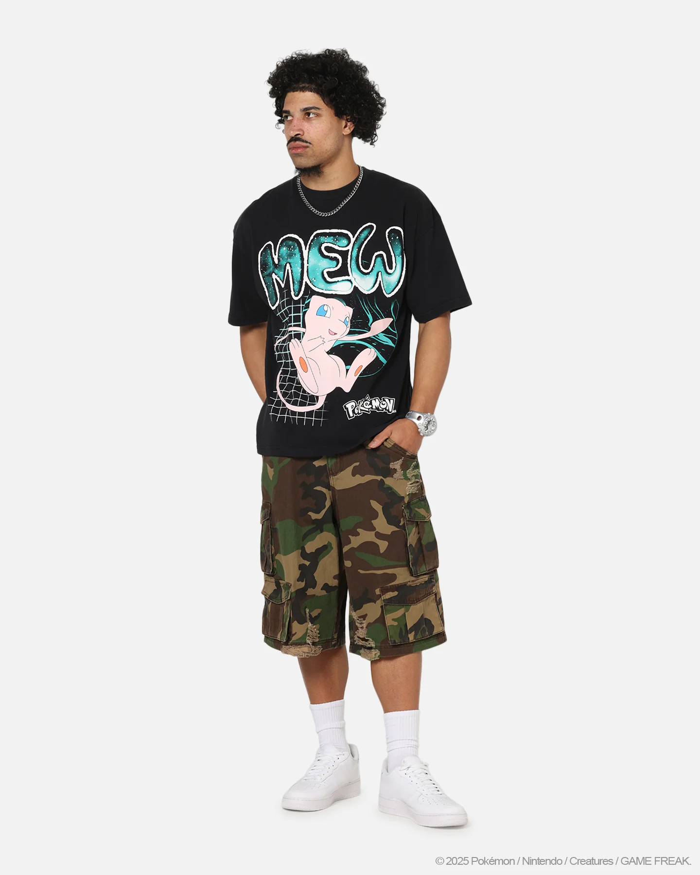 The Pokémon Collection By 73Studio Mew T-Shirt Black Acidwash - Image 3