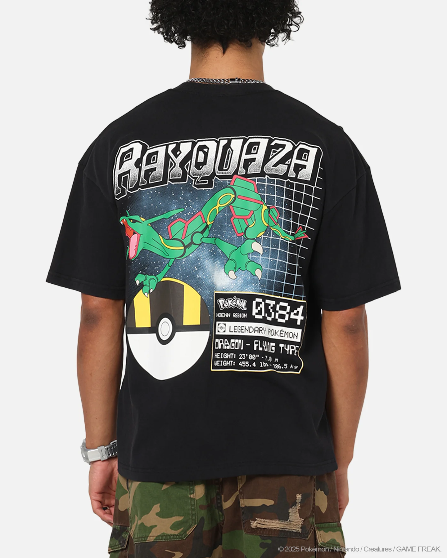 The Pokémon Collection By 73Studio Rayquaza T-Shirt Black Acidwash - Image 2
