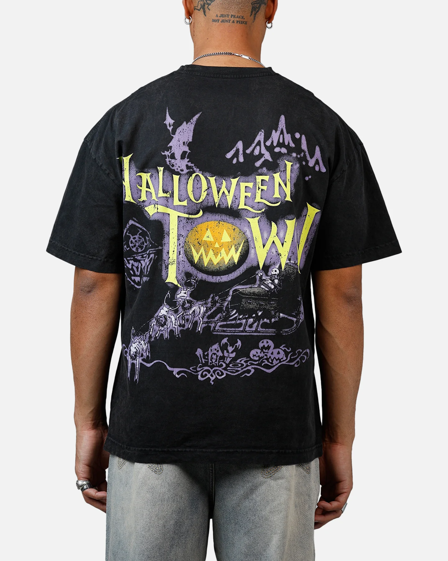73Studio Disney Kingdom Hearts Halloween Town Heavyweight T-Shirt Black Acidwash - Image 2