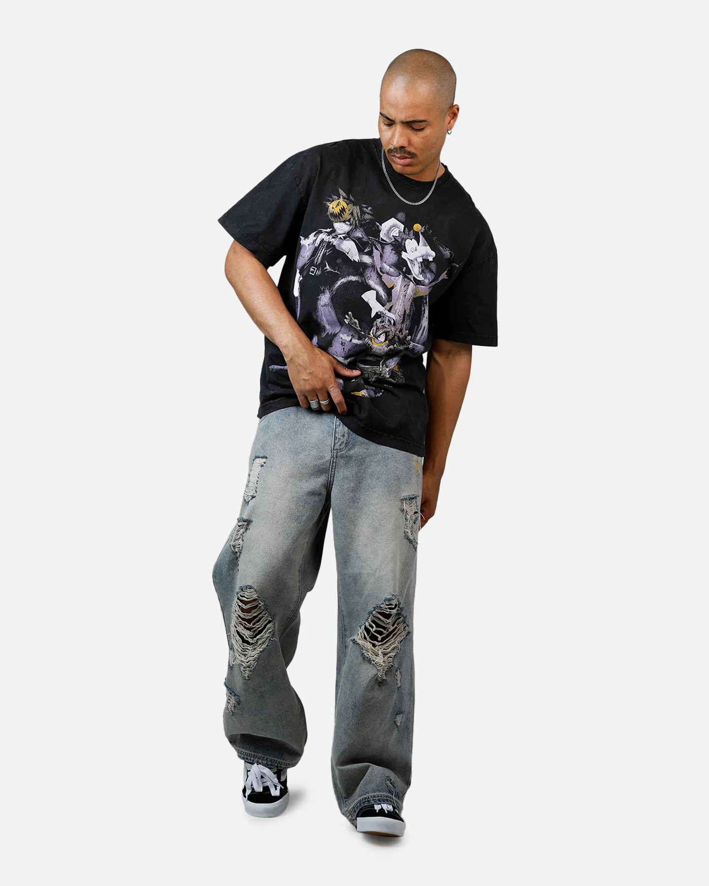 73Studio Disney Kingdom Hearts Halloween Town Heavyweight T-Shirt Black Acidwash - Image 3