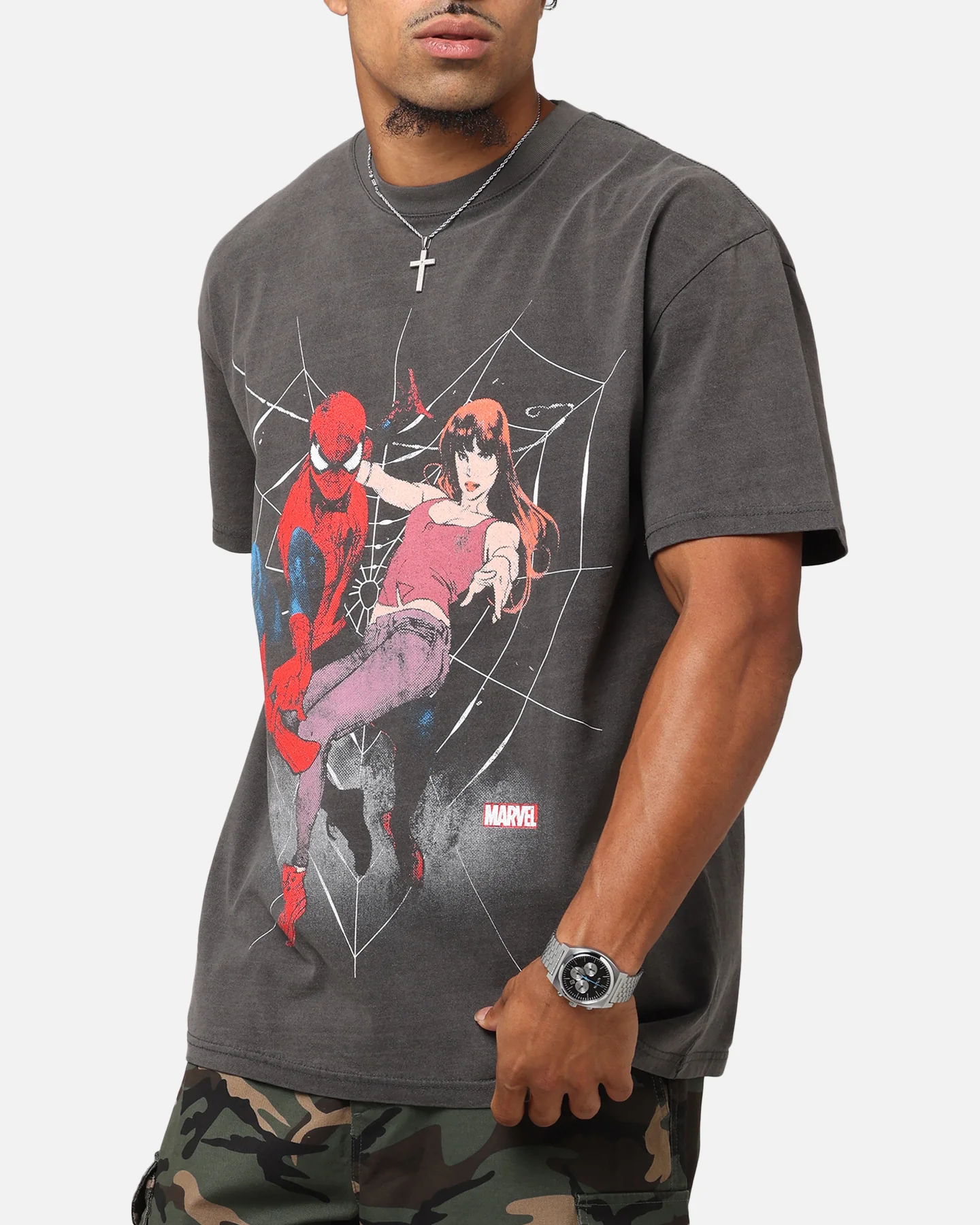 73Studio Marvel’s Spider-Man Peter Parker & MJ Heavyweight T-Shirt Black Wash - Image 6