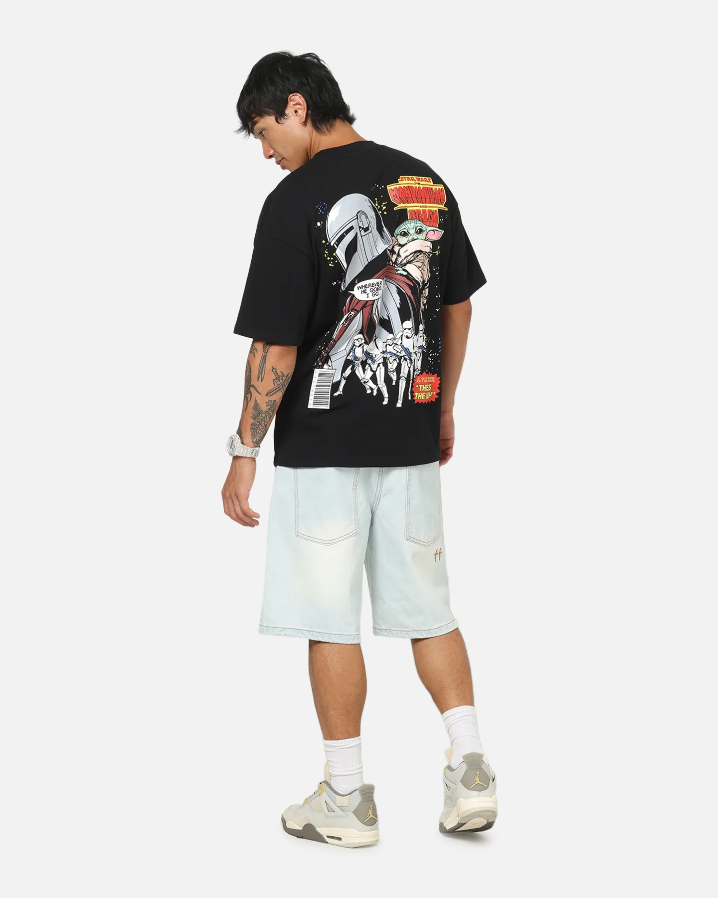 73Studio Star Wars Mando And Grogu Comic T-Shirt Black - Image 3