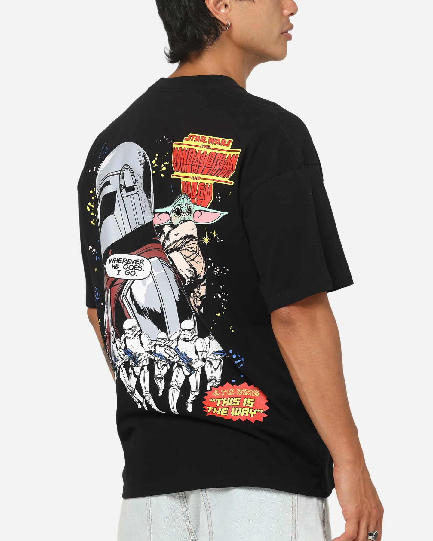 73Studio Star Wars Mando And Grogu Comic T-Shirt Black - Image 7