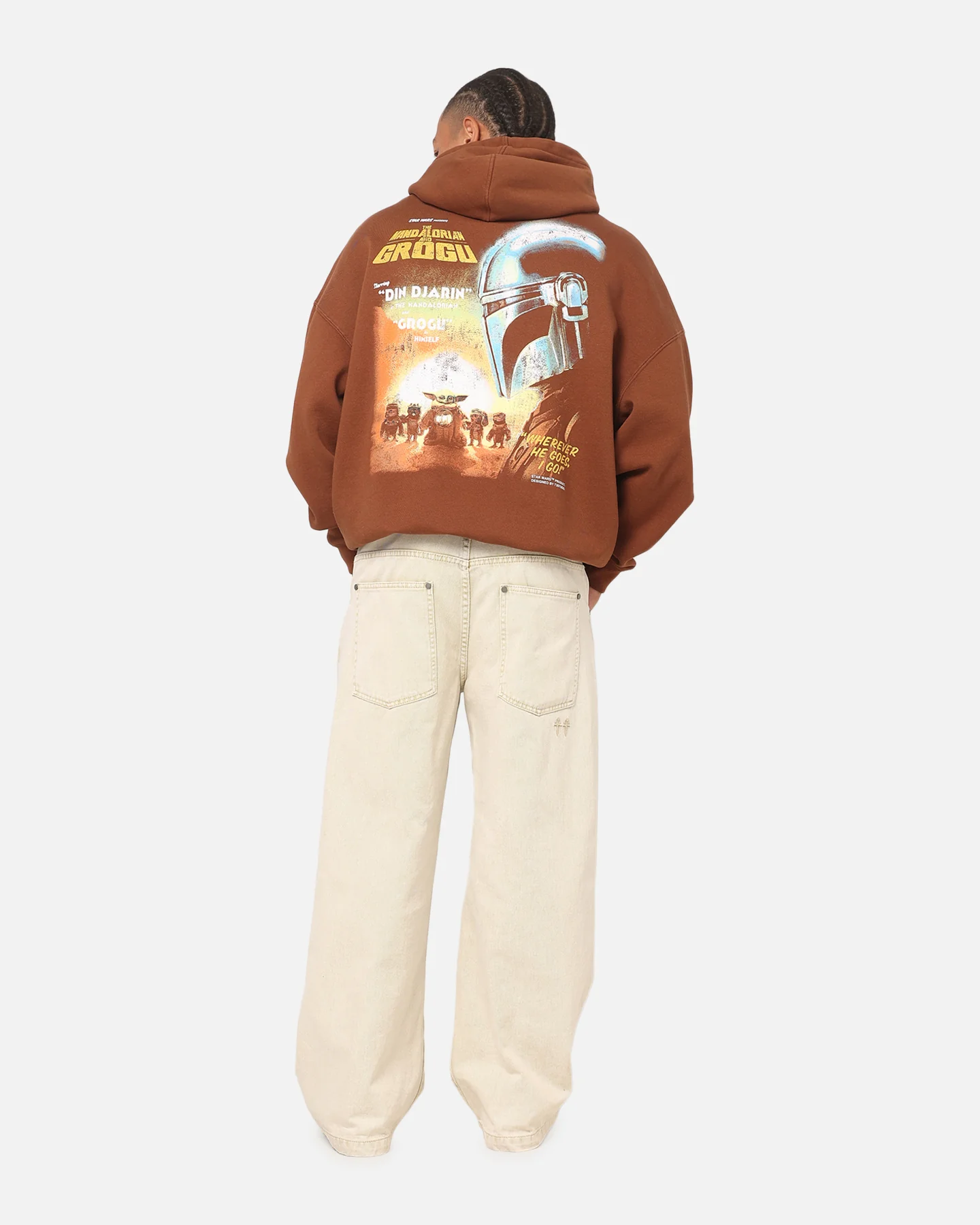 73Studio Star Wars Mandolorian Poster Hoodie Washed Brown - Image 3