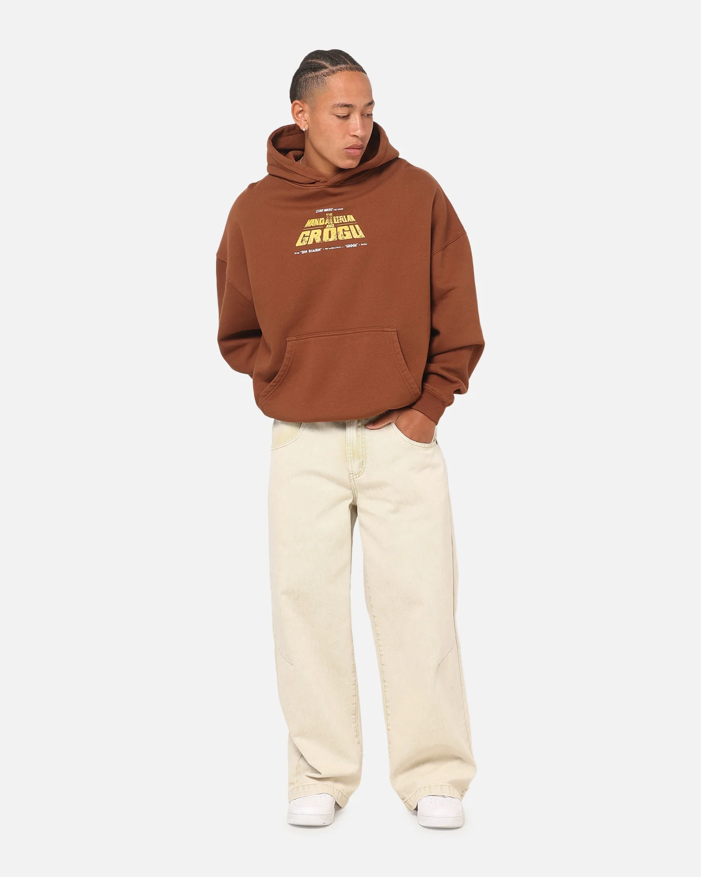 73Studio Star Wars Mandolorian Poster Hoodie Washed Brown - Image 4