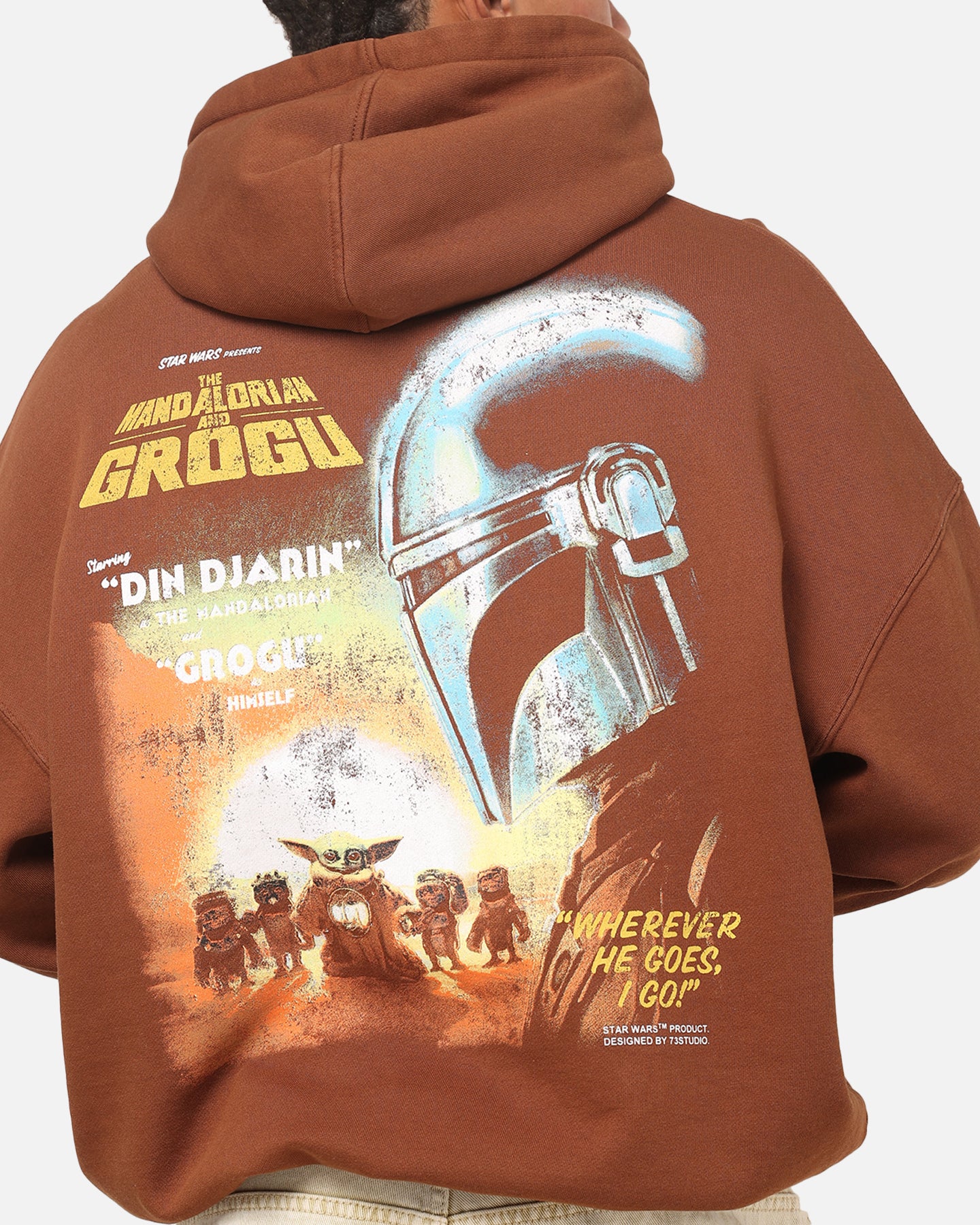 73Studio Star Wars Mandolorian Poster Hoodie Washed Brown - Image 7