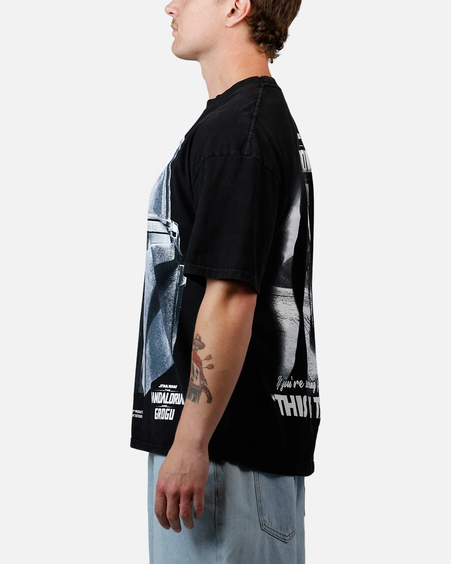 73Studio Star Wars Stand Off Glitter T-Shirt Black Acidwash - Image 5