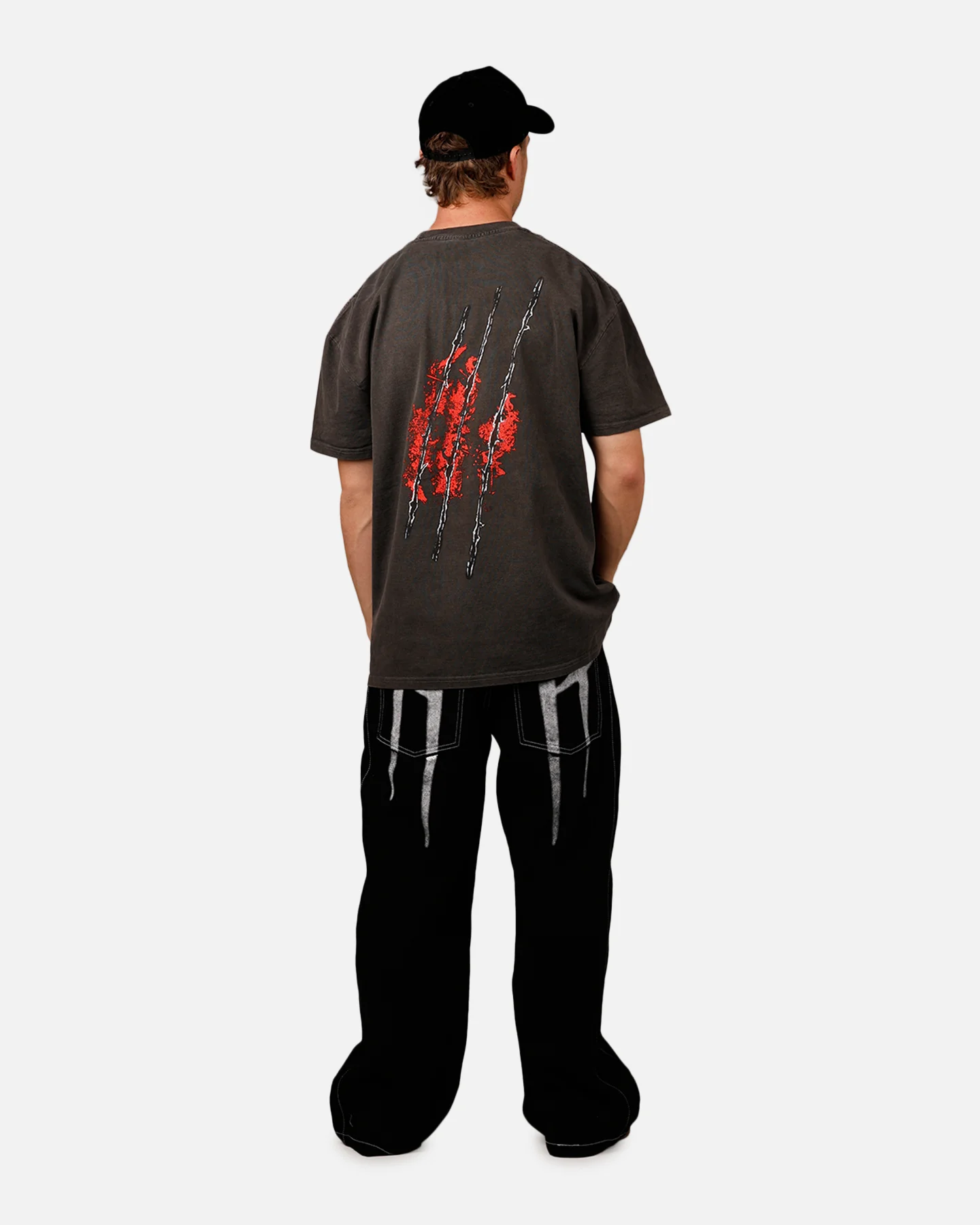 73Studio X A Nightmare on Elm Street 'Horror Classics' Claw Heavyweight T-Shirt Black Wash - Image 6