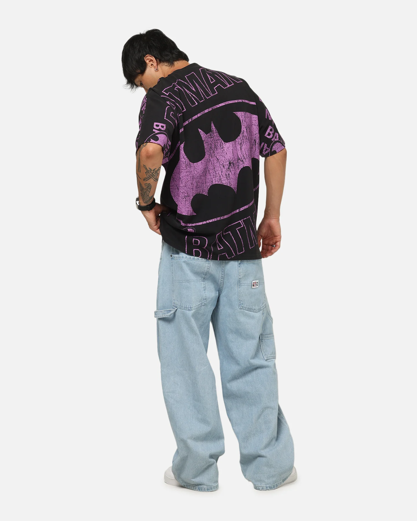 73Studio X DC Batman Logo All Over Print T-Shirt Black Wash - Image 4