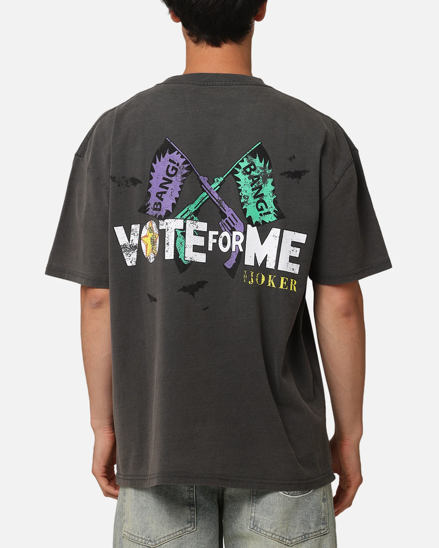 73Studio X DC Batman The Joker Vote For Me Heavyweight T-Shirt Black Wash - Image 2