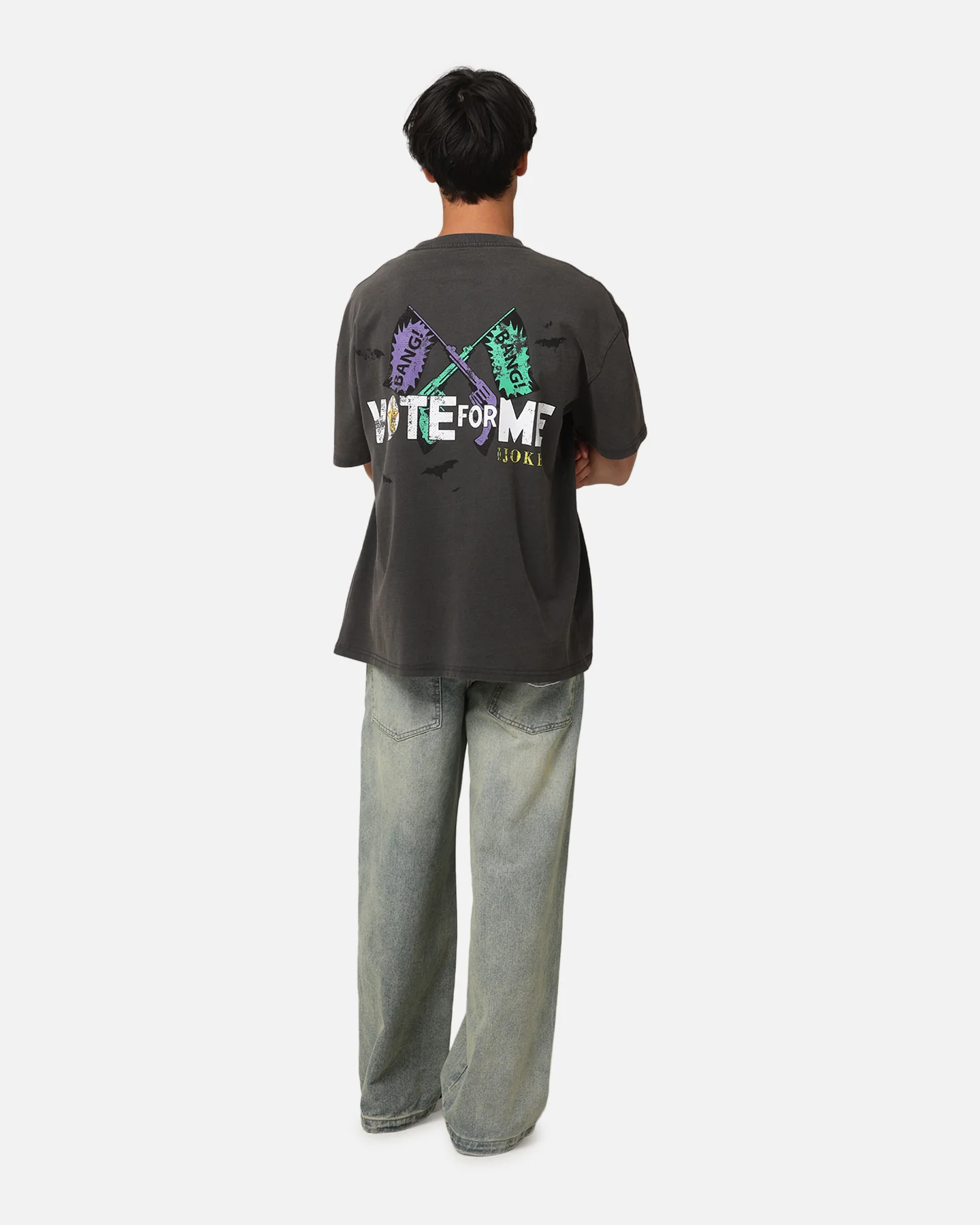 73Studio X DC Batman The Joker Vote For Me Heavyweight T-Shirt Black Wash - Image 4