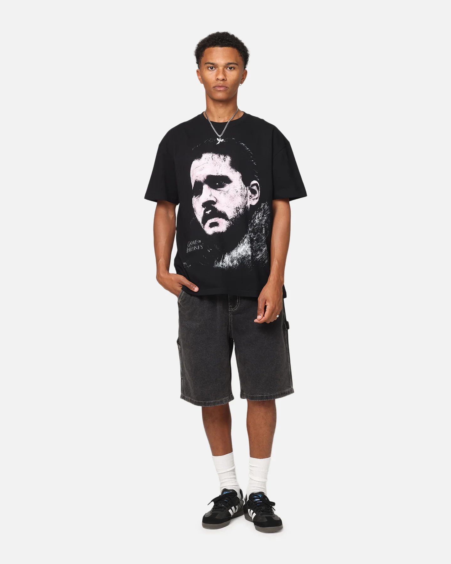 73Studio X Game Of Thrones Jon Snow Vintage T-Shirt Black Acidwash - Image 3