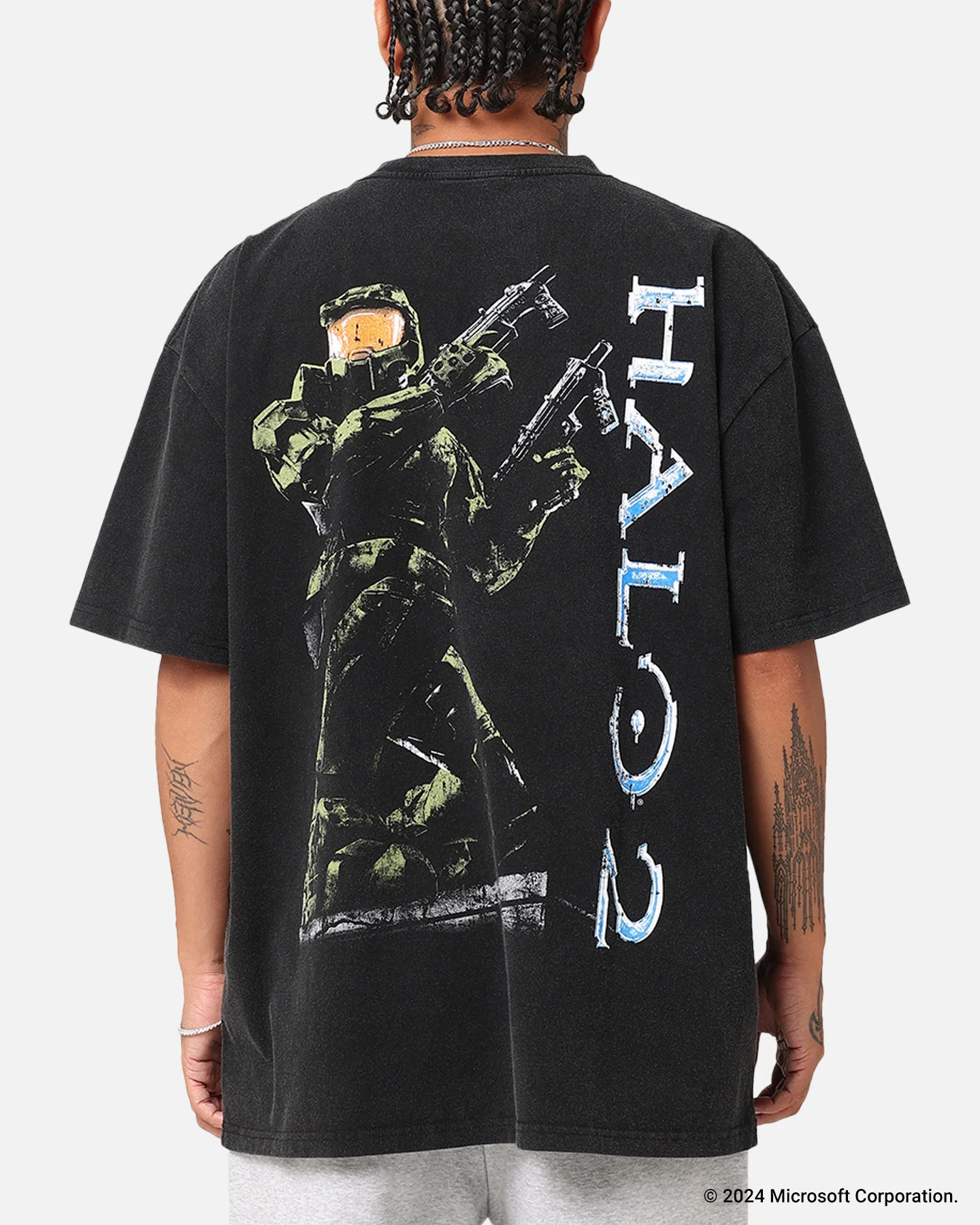 73Studio X Halo Halo 2 Vintage T-Shirt Black Acidwash - Image 4