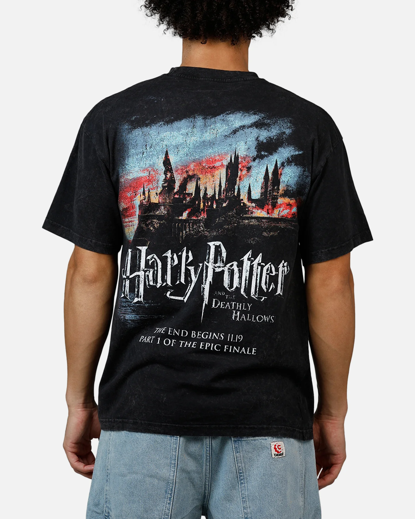 73Studio X Harry Potter '10 Deathly Hallows Vintage T-Shirt Black Acidwash - Image 2