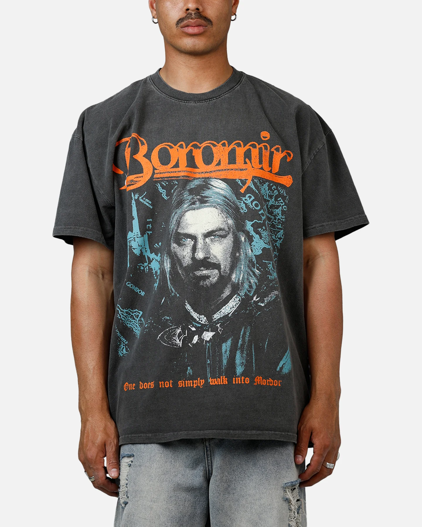 73Studio X Lord Of The Rings Boromir Heavyweight T-Shirt Black Wash