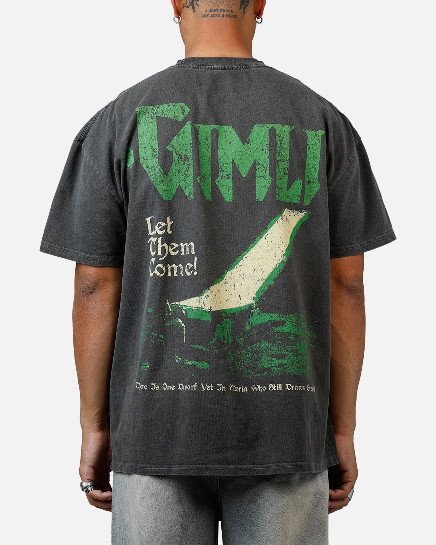 73Studio X Lord Of The Rings Gimli Toss Heavyweight T-Shirt Black Wash - Image 2